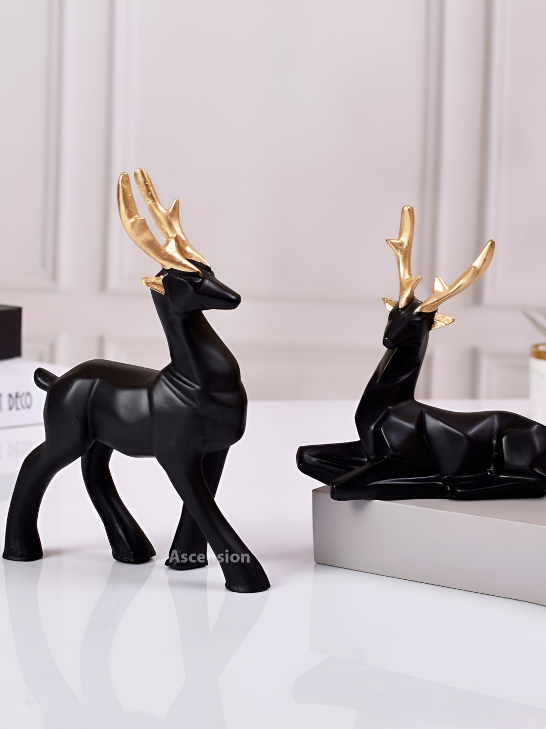 

Ascension Set of 2 Reindeer Couple Showpiece, Black