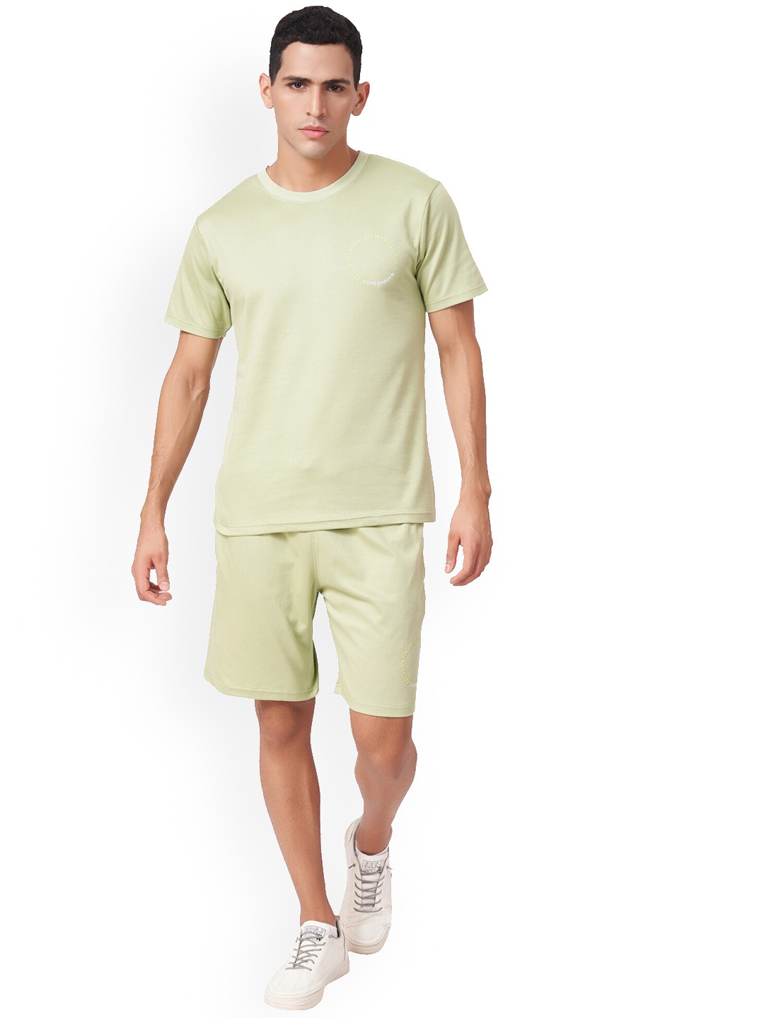 

ZU Round Neck Pure Cotton T-shirt With Shorts, Green