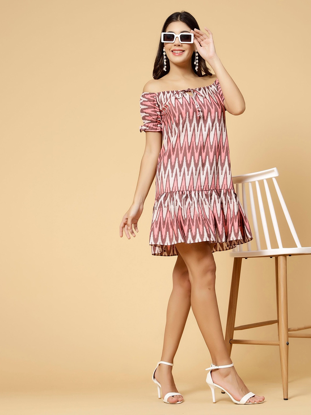 

MISS AYSE Print Georgette Drop-Waist Mini Dress, Multi