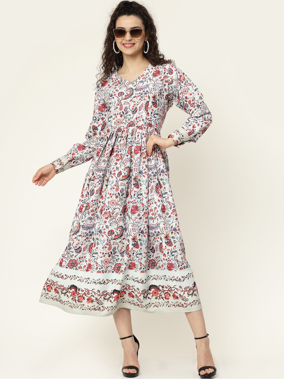 

MISS AYSE Women Georgette Floral Print Fit & Flare Maxi Dress, Multi