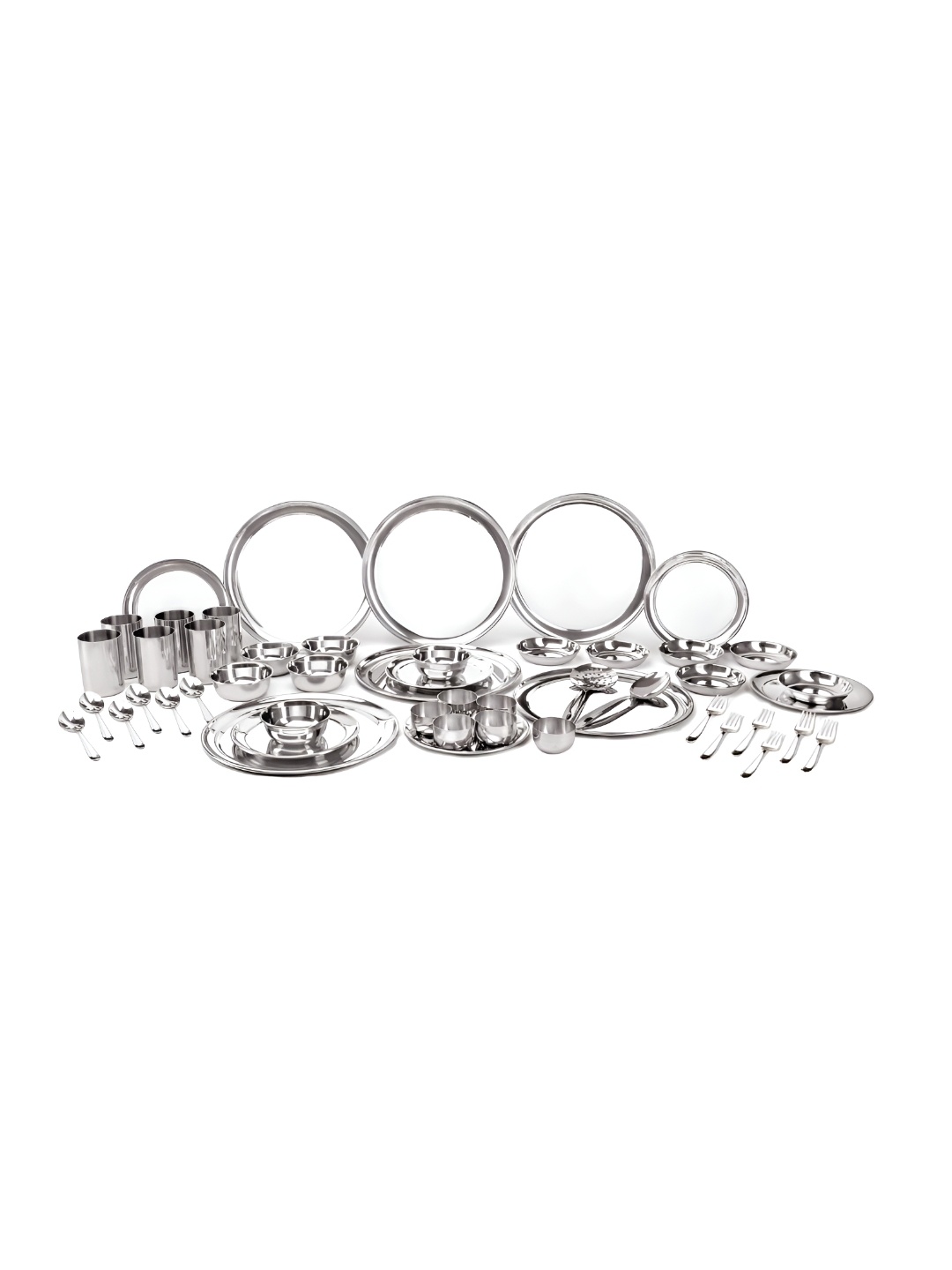

Shri & Sam Silver-Toned 50 Pieces Glossy Dinner Set