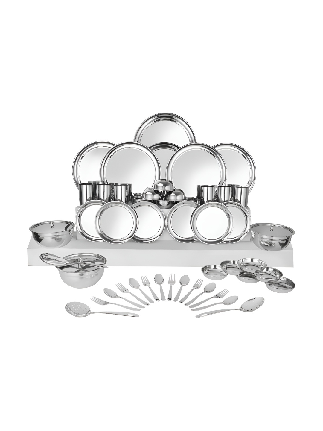 

Shri & Sam Silver Toned 51 Pieces Matte Dinner Set