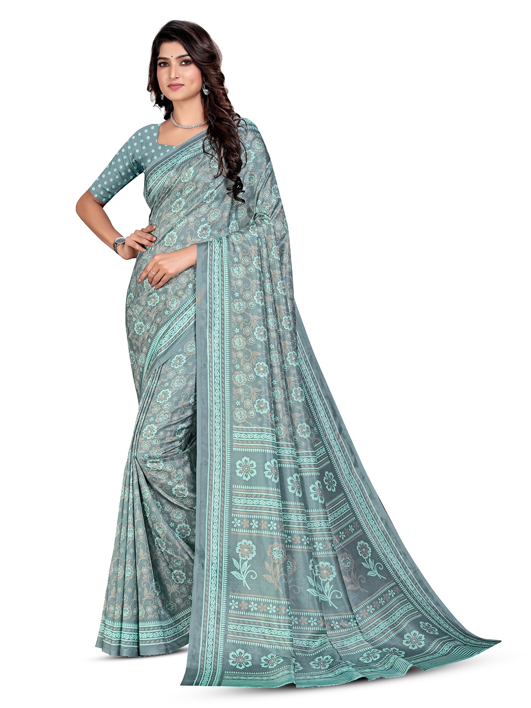 

VIMLA Ethnic Motifs Art Silk Mysore Silk Saree, Blue