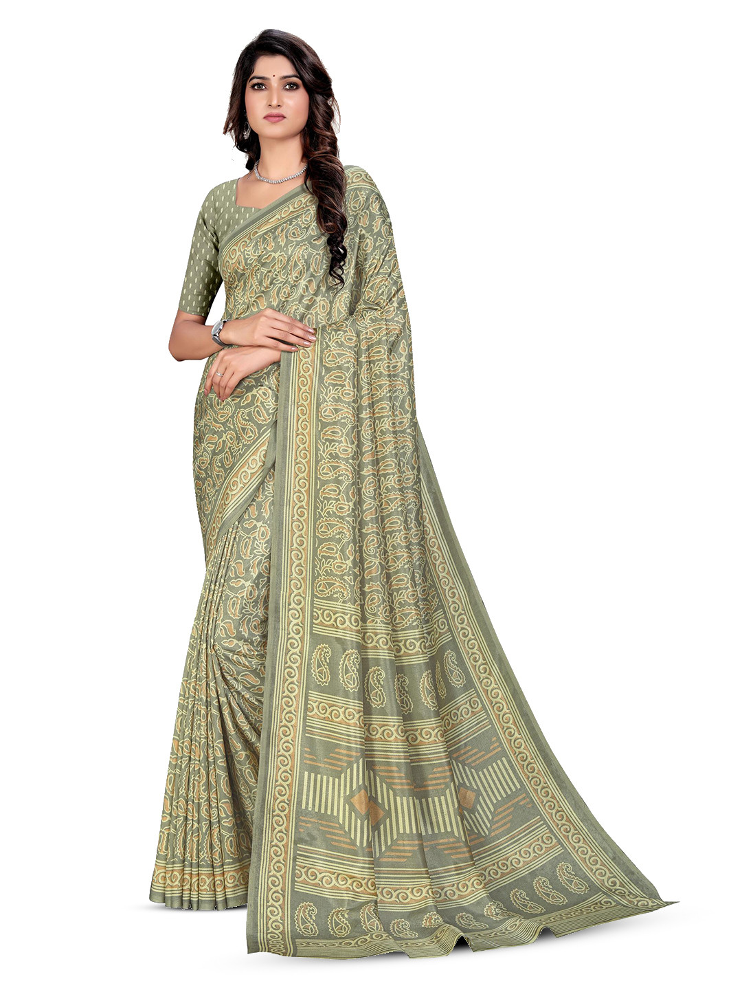 

VIMLA Ethnic Motifs Art Silk Mysore Silk Saree, Green