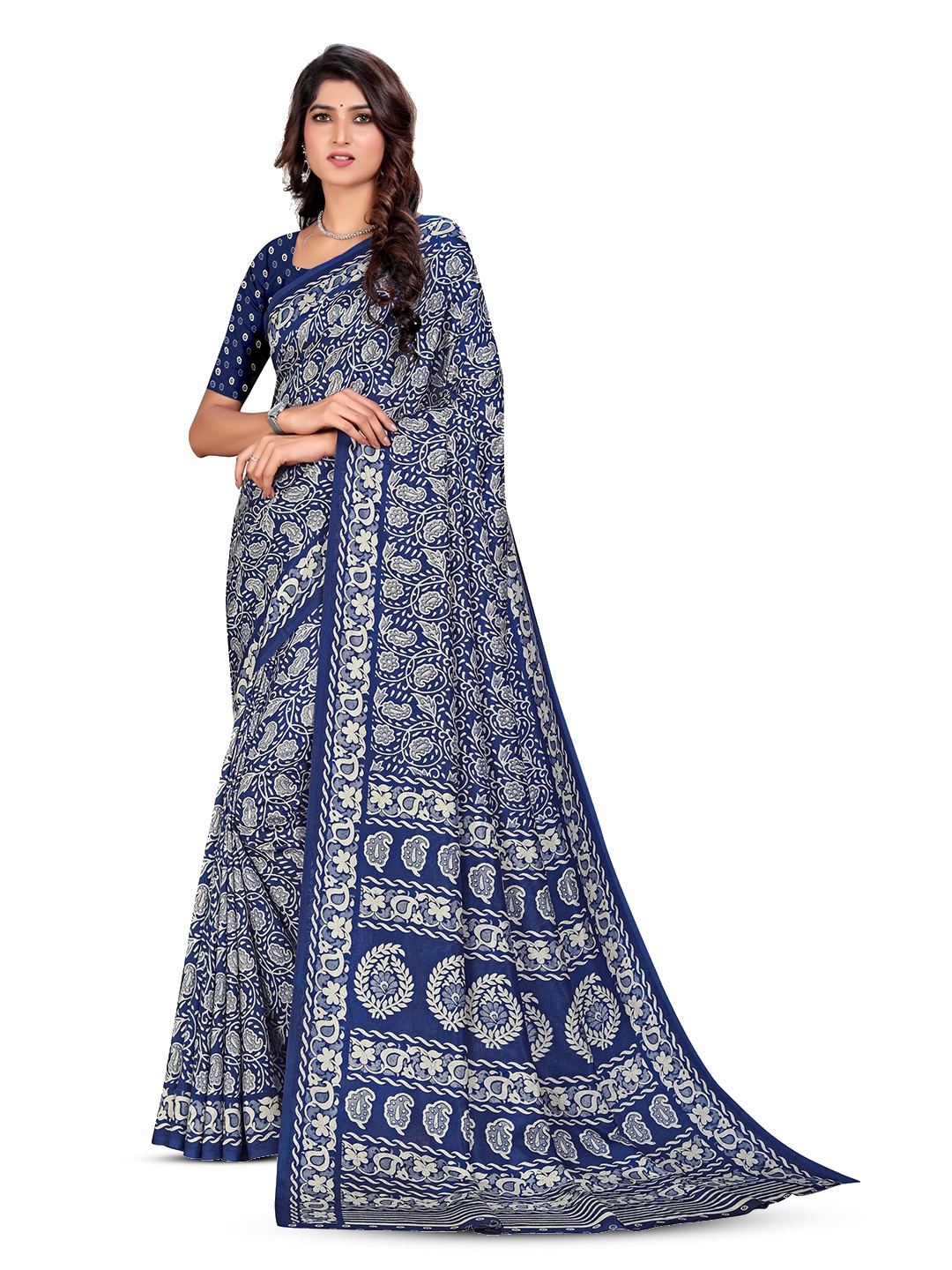 

VIMLA Ethnic Motifs Art Silk Mysore Silk Saree, Blue