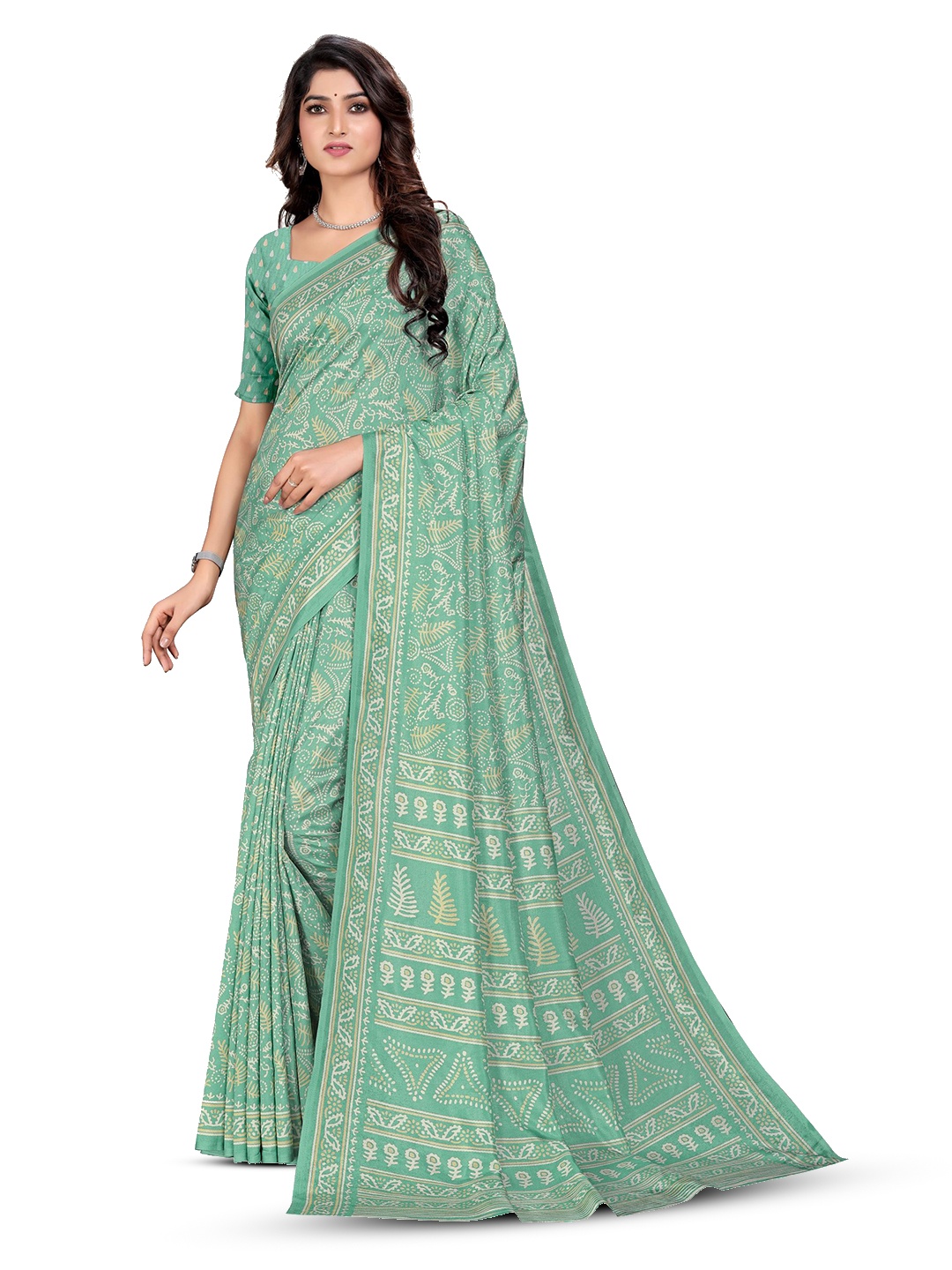 

VIMLA Ethnic Motifs Art Silk Mysore Silk Saree, Green