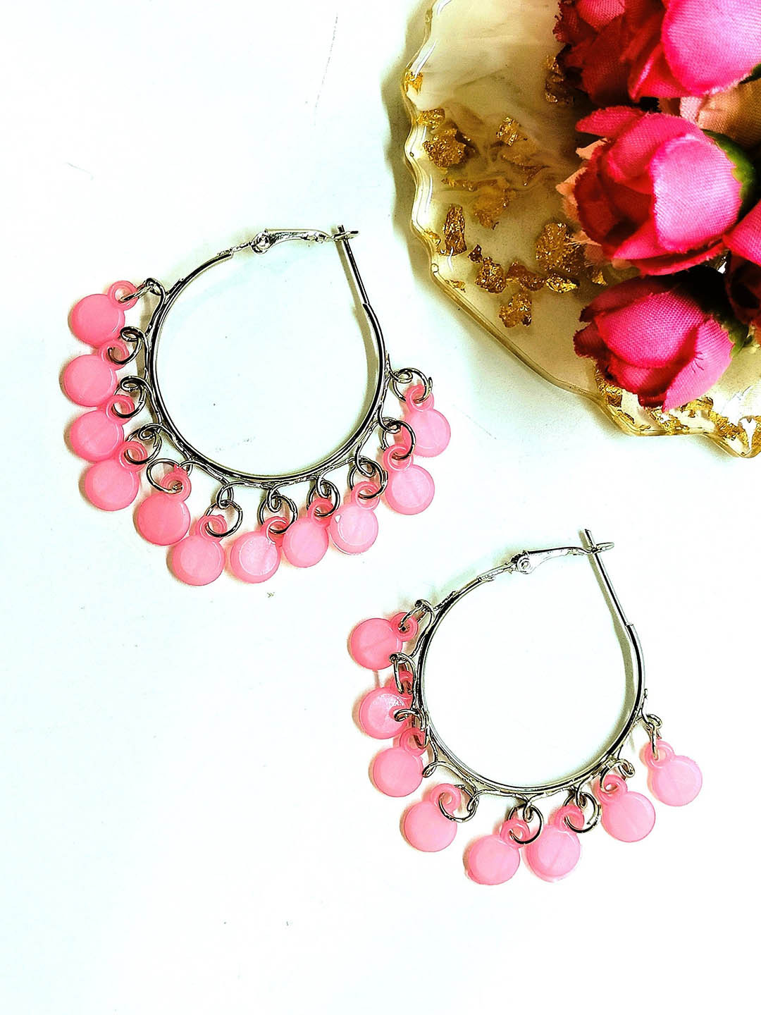 

FEMMIBELLA Circular Hoop Earrings, Pink