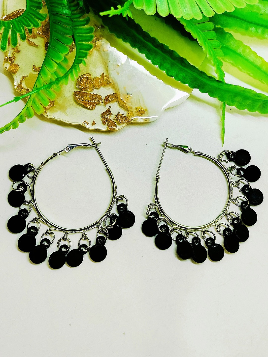

FEMMIBELLA Circular Hoop Earrings, Black