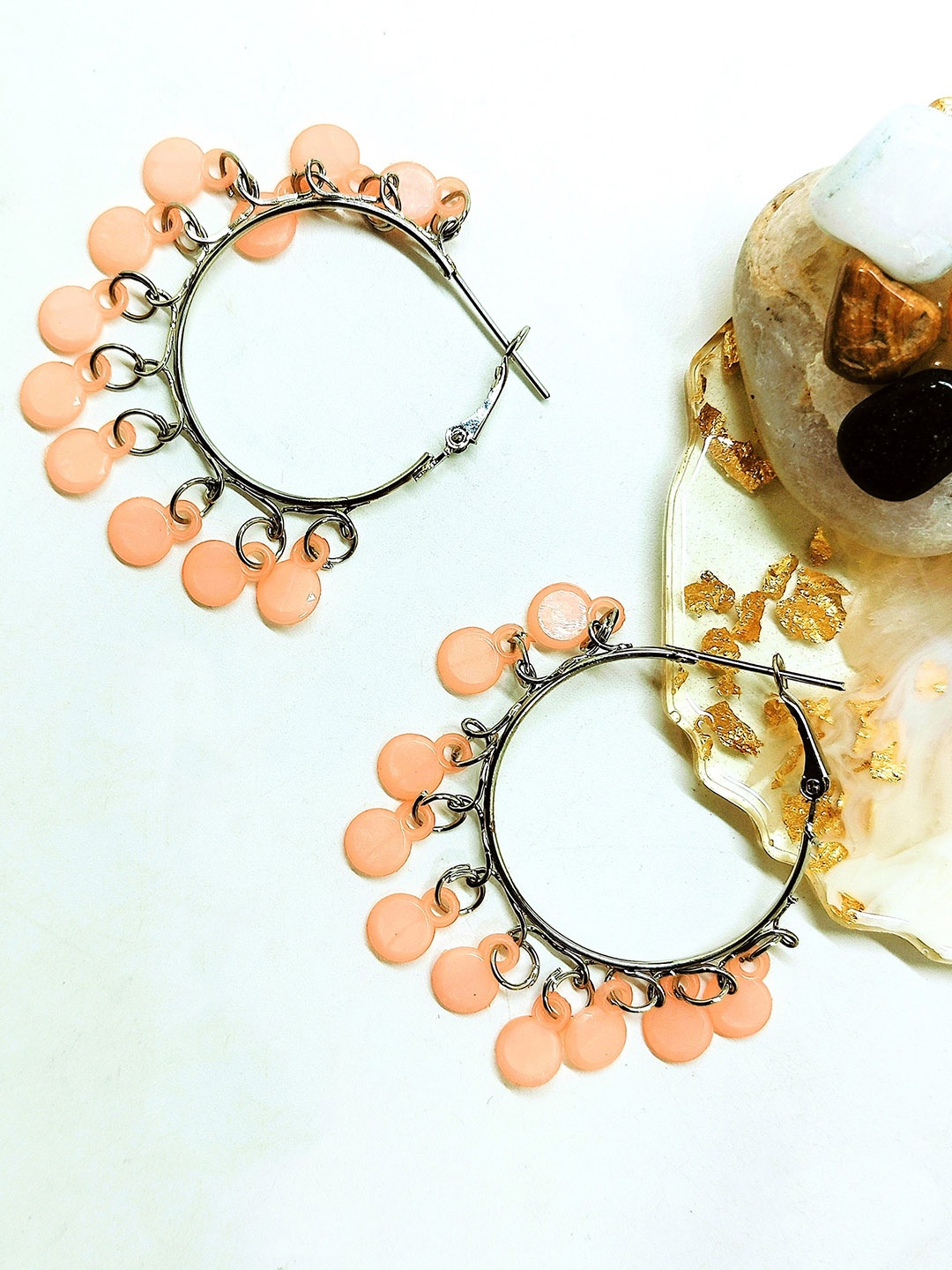 

FEMMIBELLA Circular Studs Earrings, Peach