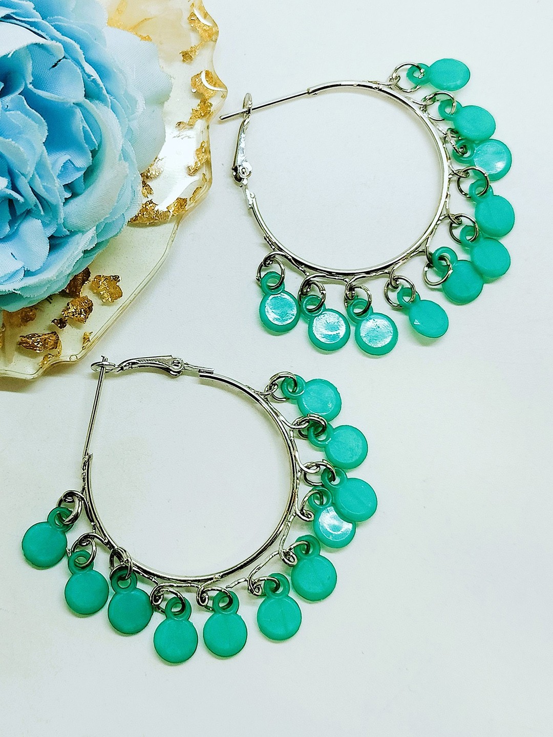 

FEMMIBELLA Circular Hoop Earrings, Blue