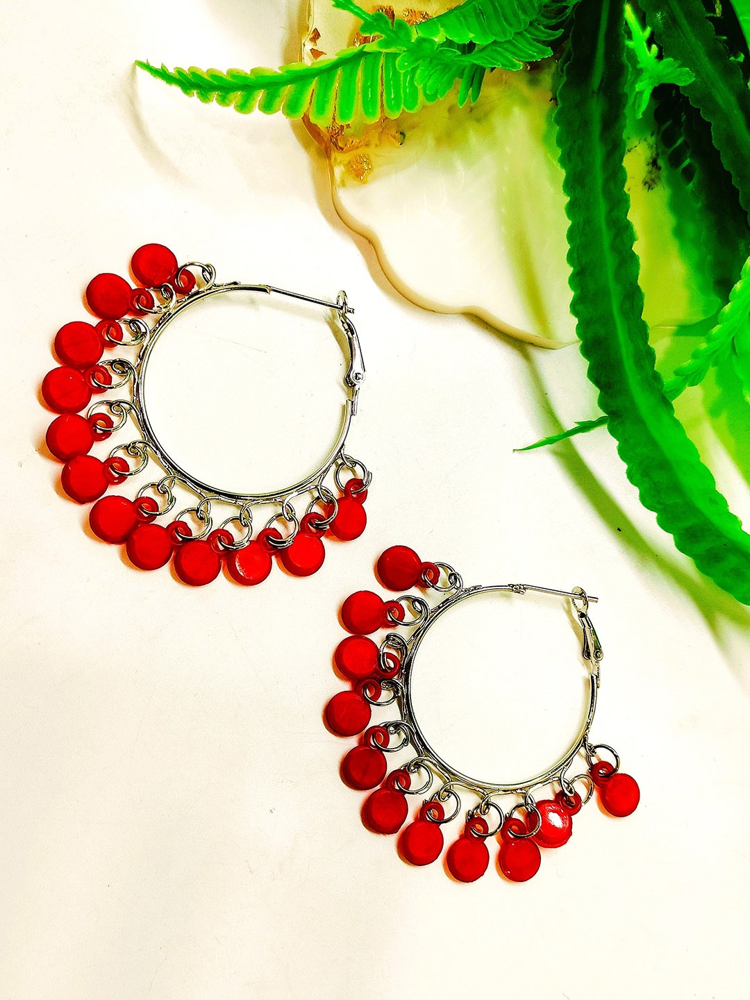 

FEMMIBELLA Circular Hoop Earrings, Red