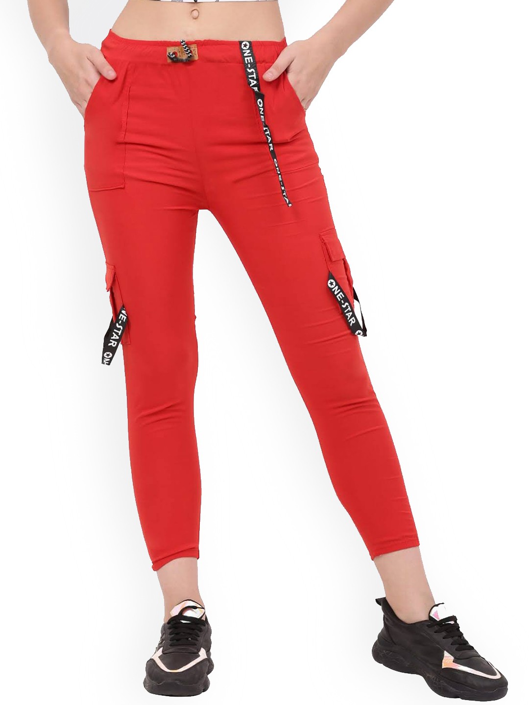 

BAESD Girls Slim-Fit Ankle-Length Track Pants, Red