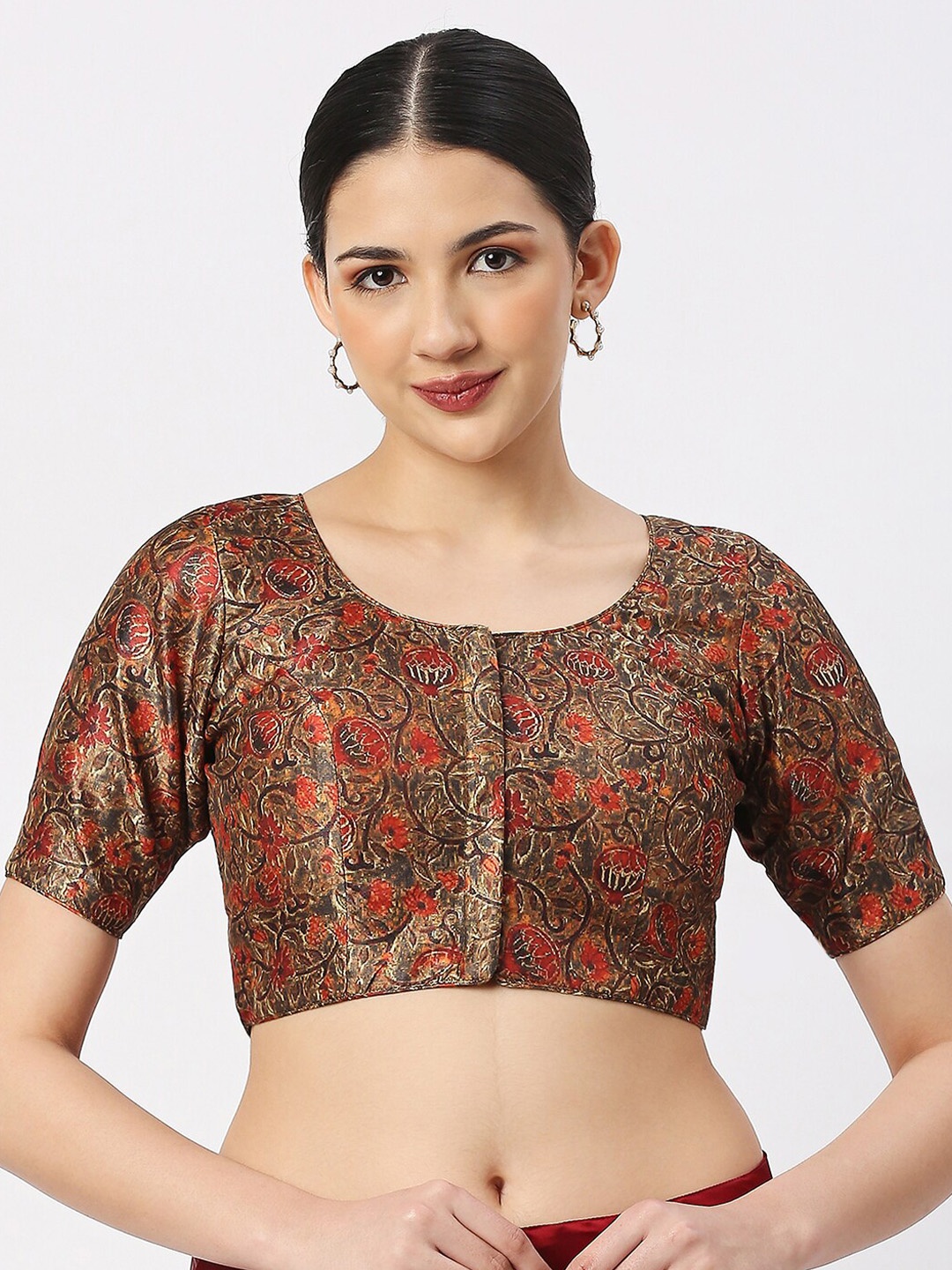 

neckbook Printed Saree Blouse, Black