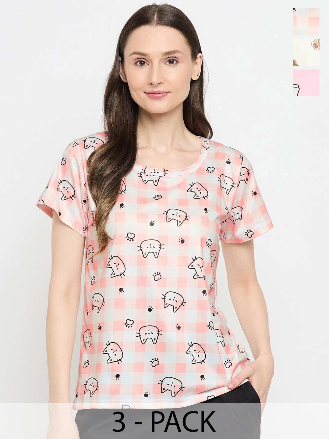 

Camey Women Floral 3 Printed Applique T-shirt, Multi