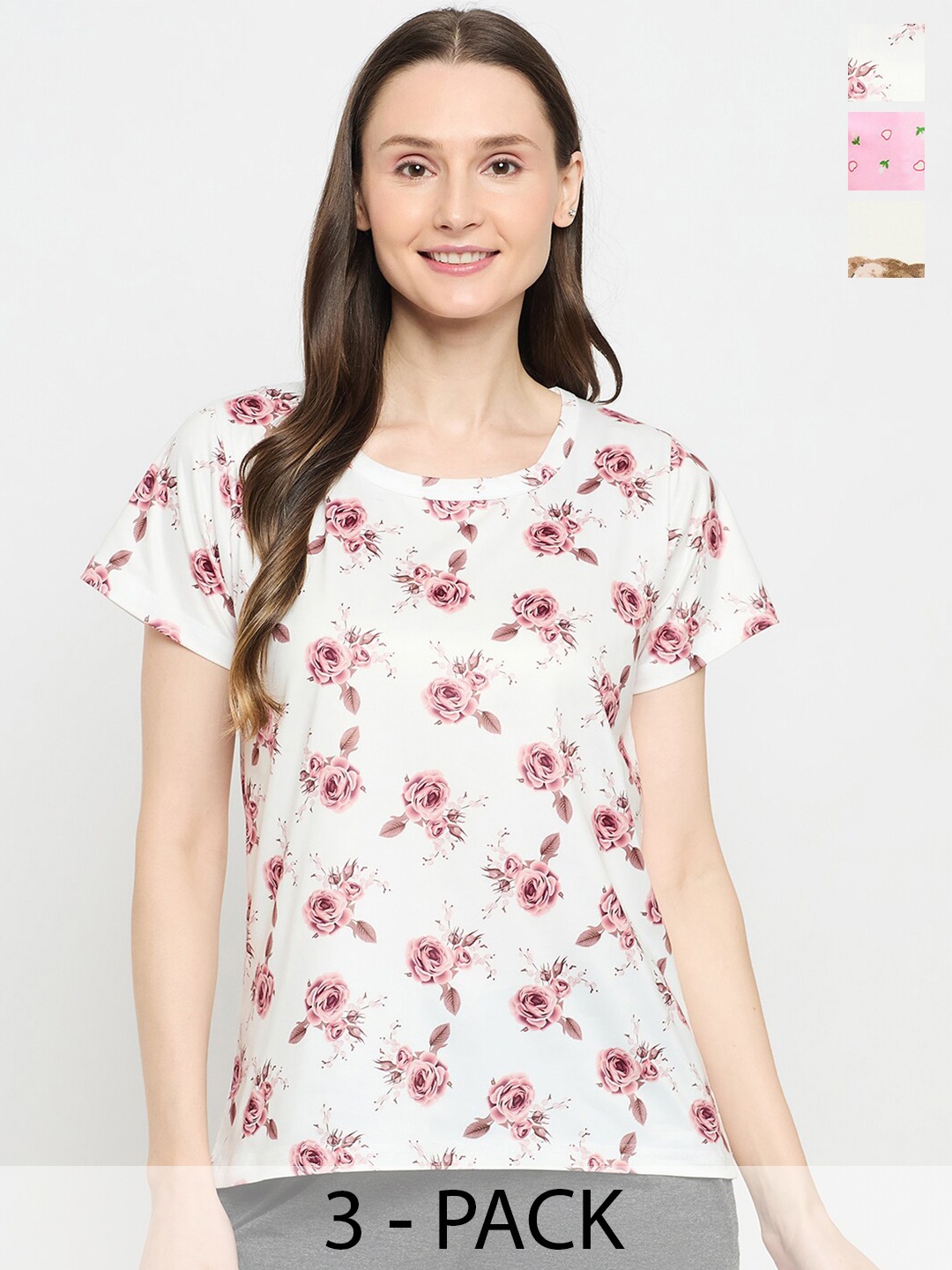 

Camey Women Floral 3 Printed Pockets T-shirt, Multi
