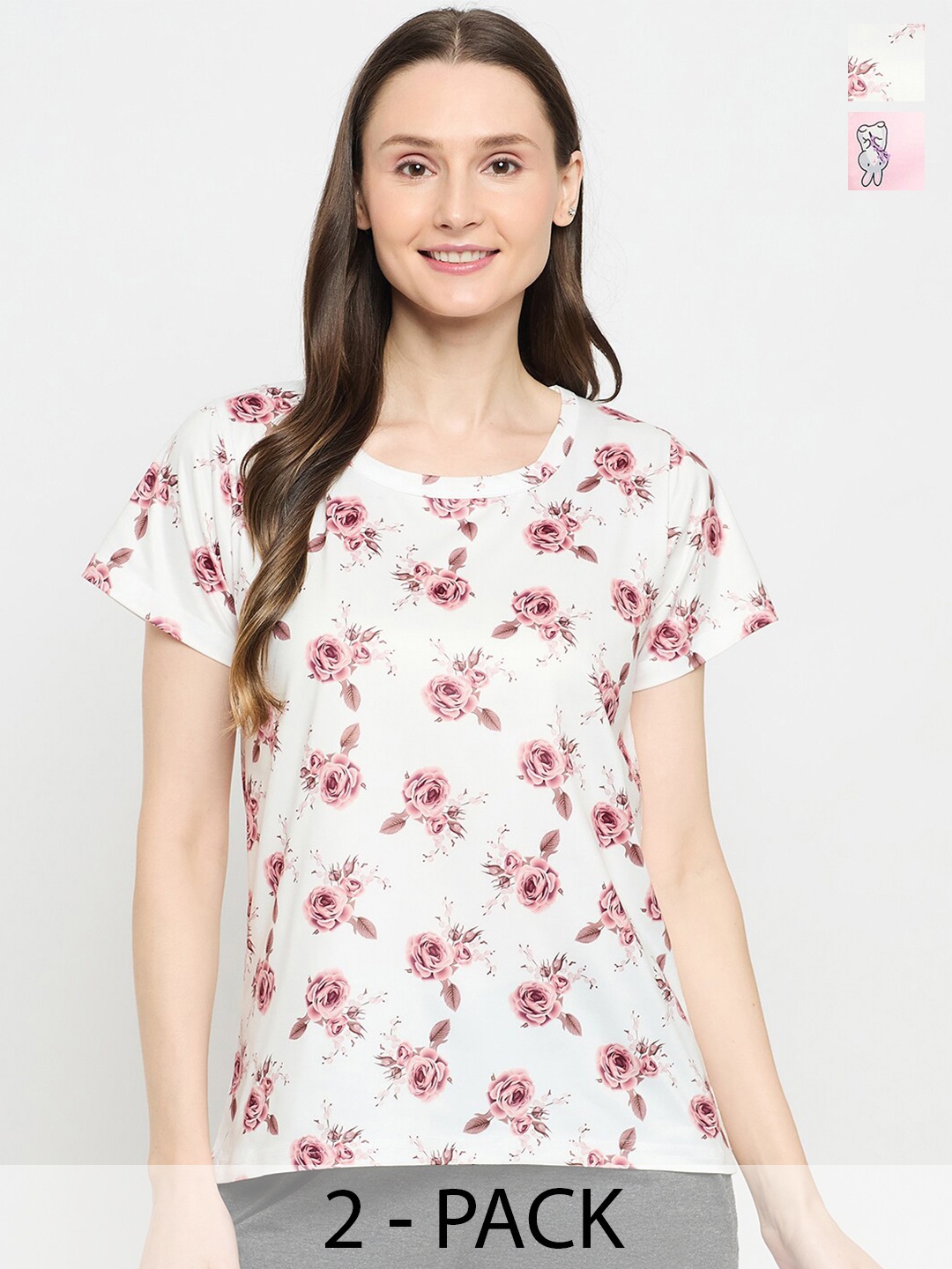 

Camey Women Floral 2 Printed Pockets T-shirt, Multi