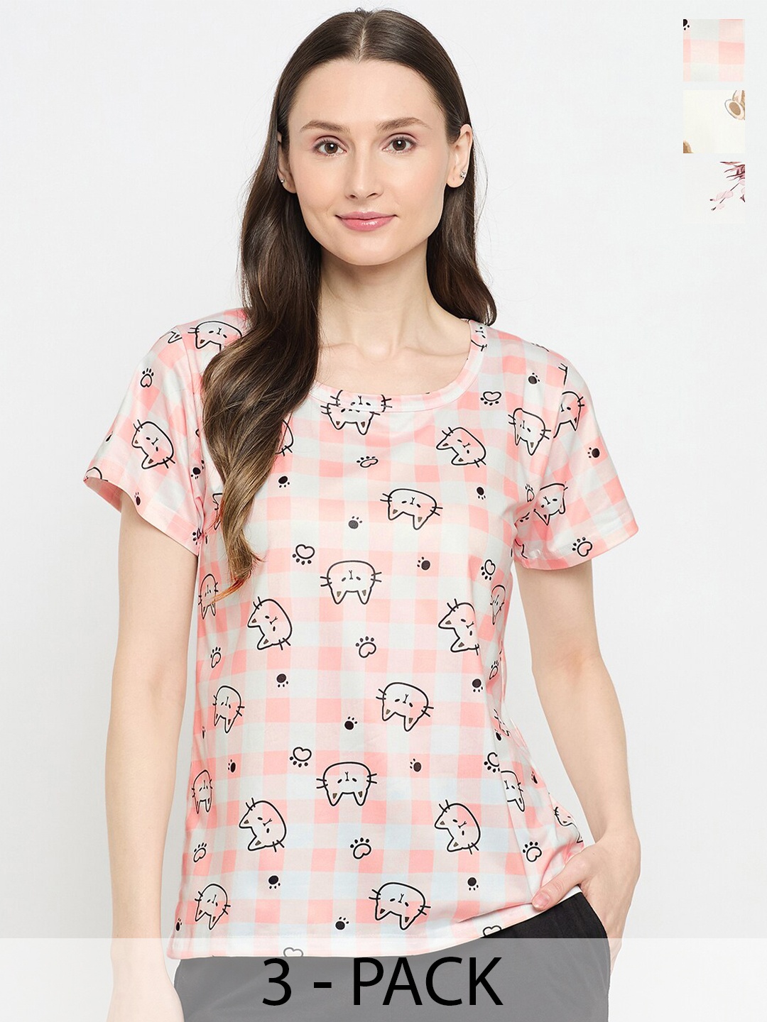 

Camey Women Floral 3 Printed Applique T-shirt, Multi