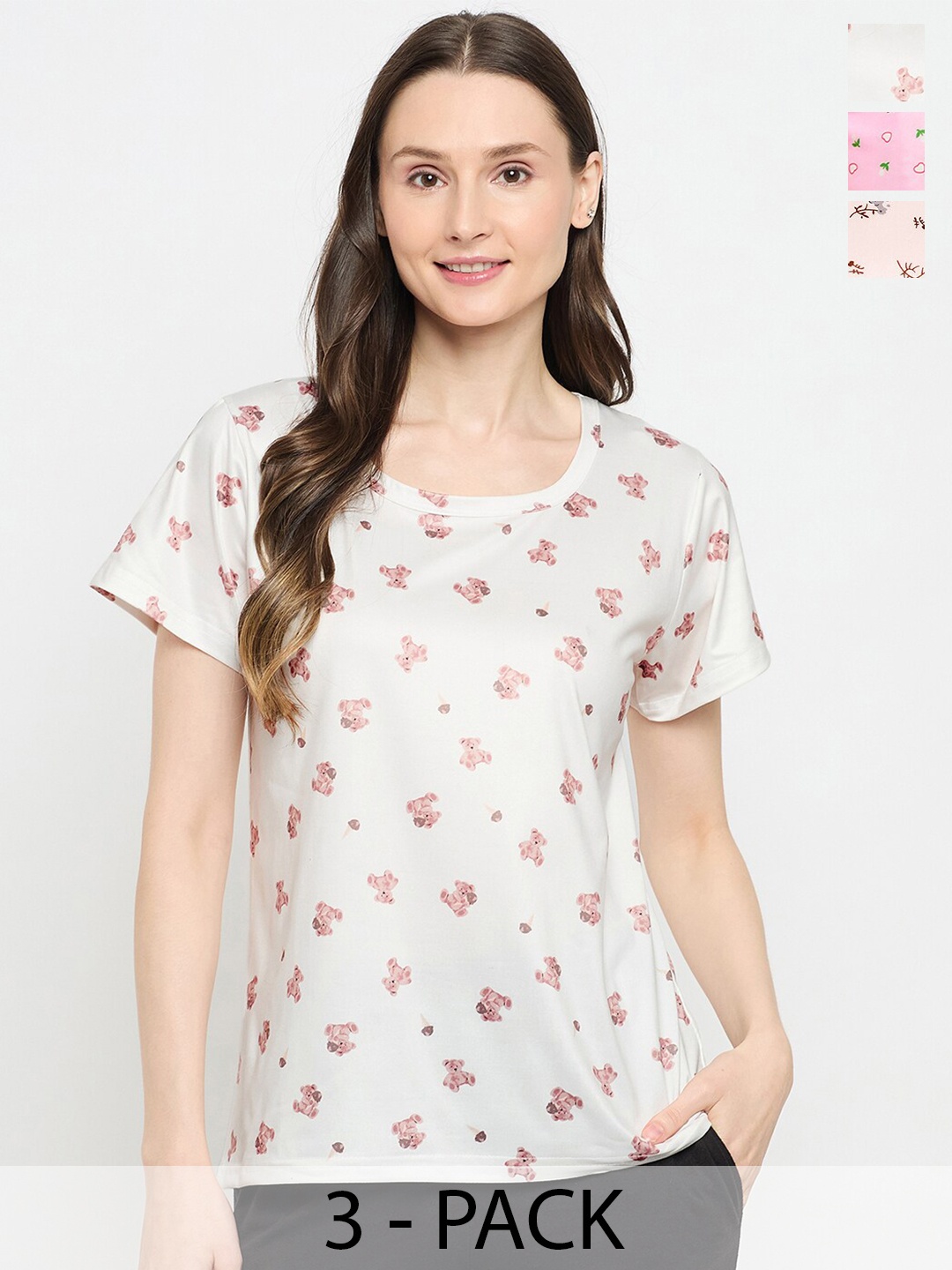 

Camey Women 3 Printed Pockets T-shirt, Multi