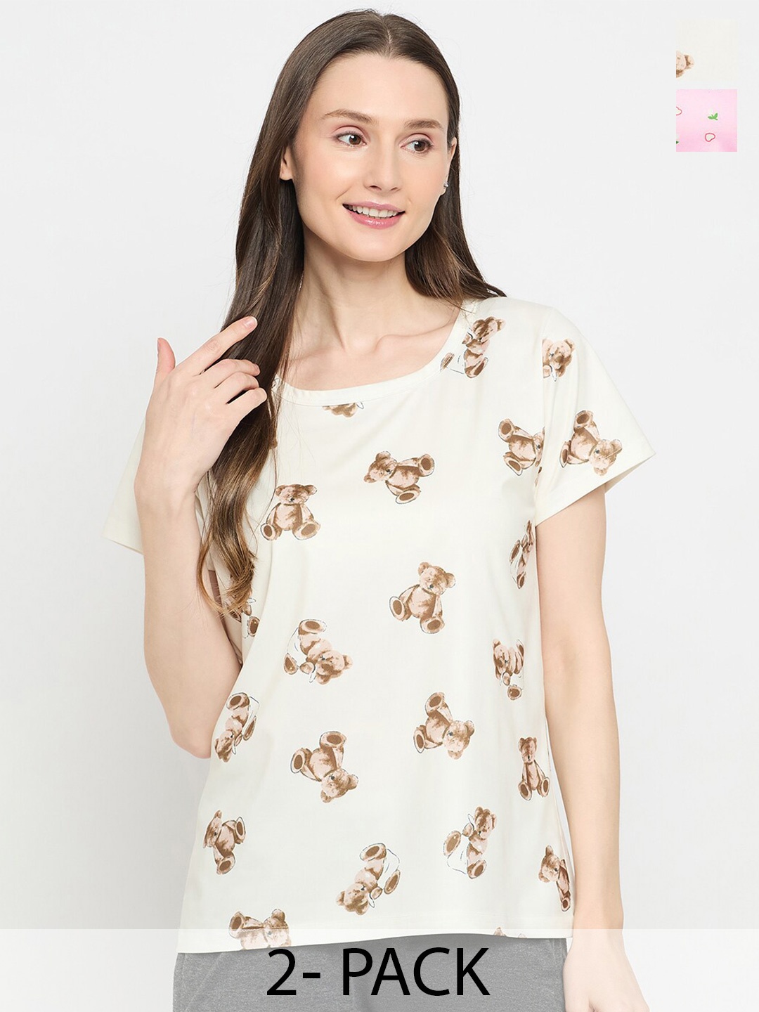 

Camey Women Floral 3 Printed Extended Sleeves Applique T-shirt, Multi
