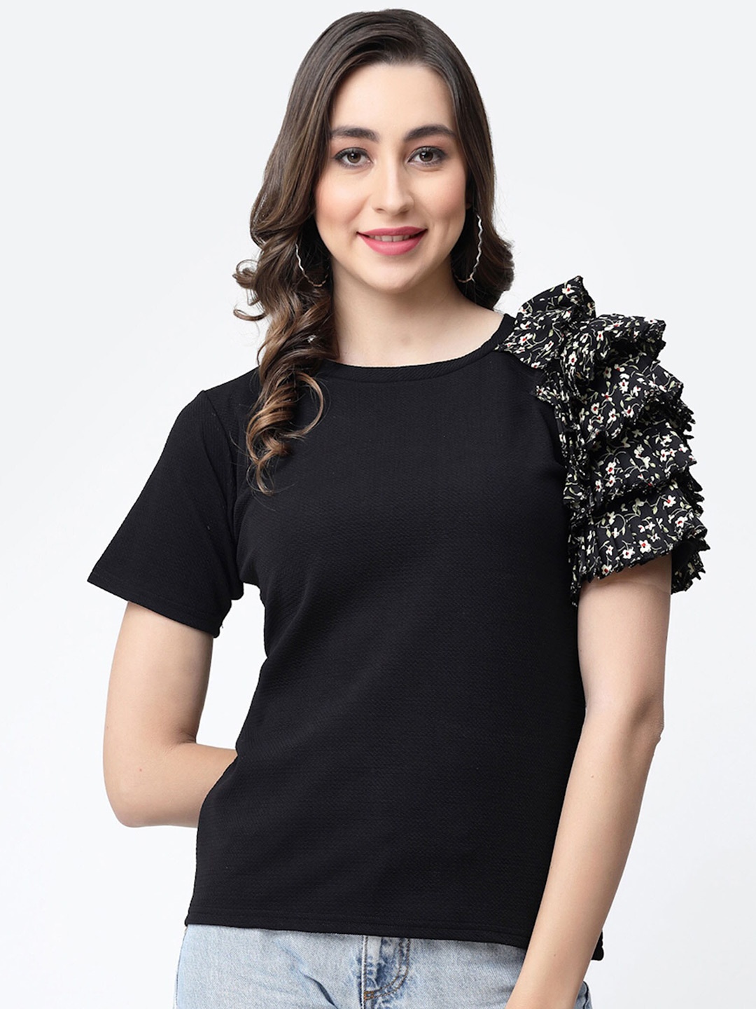 

MISS AYSE Styled Back Top, Black