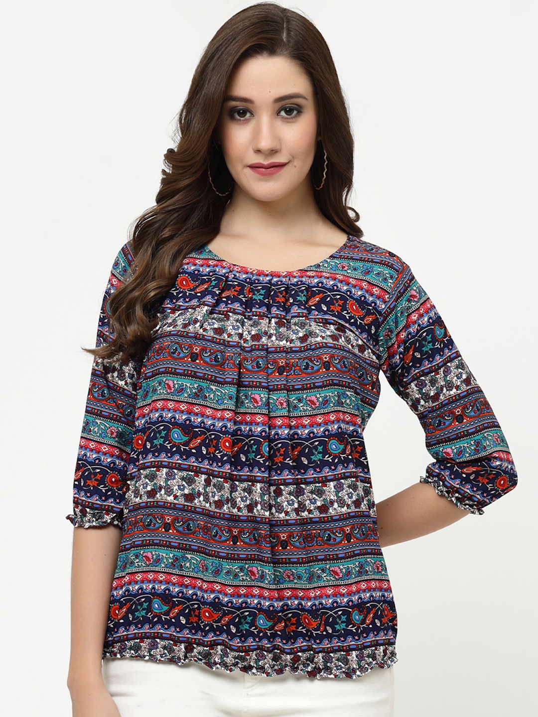 

MISS AYSE Print Crepe Top, Multi
