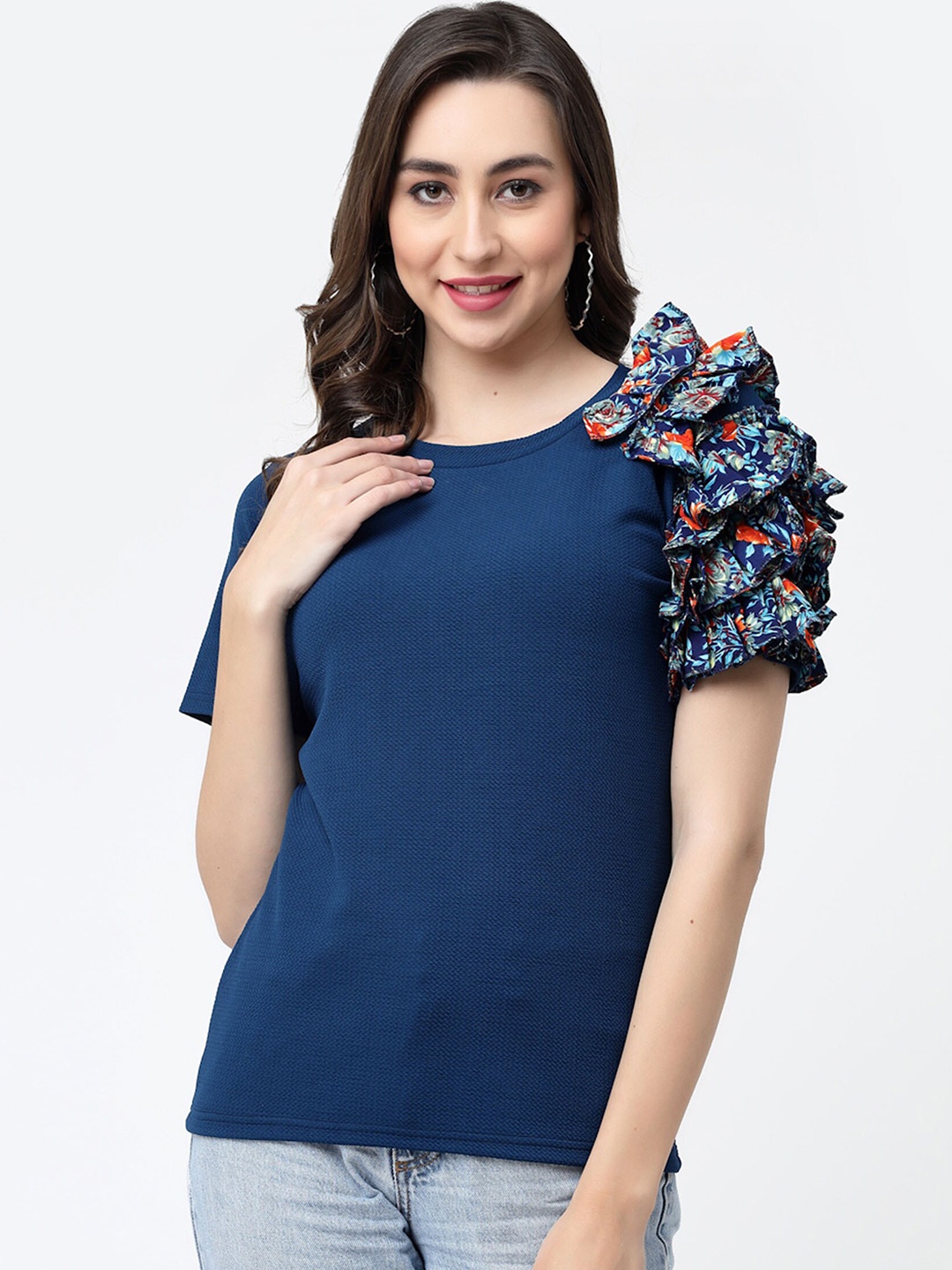 

MISS AYSE Styled Back Top, Blue