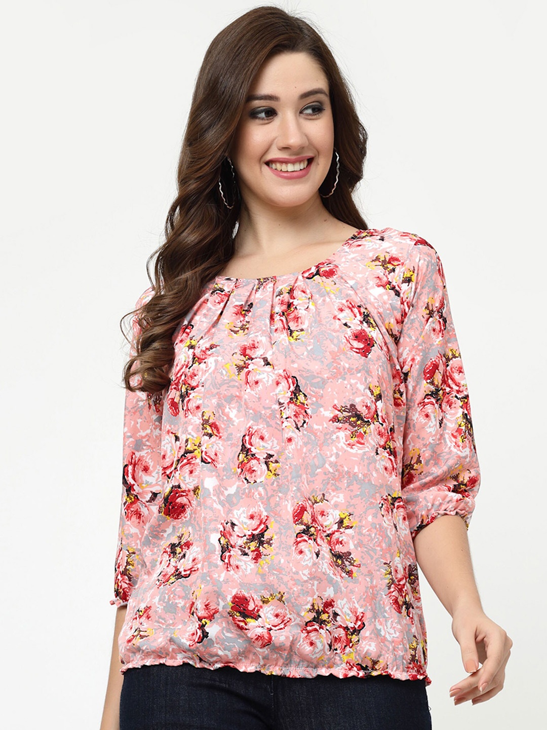 

MISS AYSE Floral Print Crepe Styled Back Top, Multi