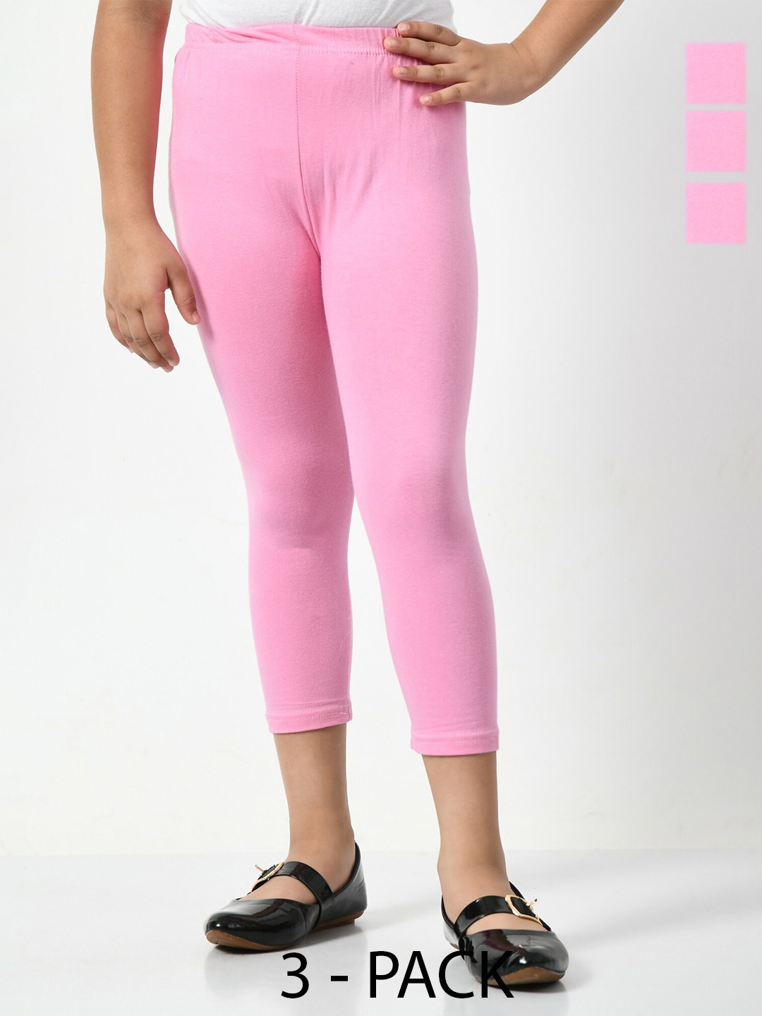 

BAESD Girls Pack Of 3 High-Rise Slim Fit Capris, Pink