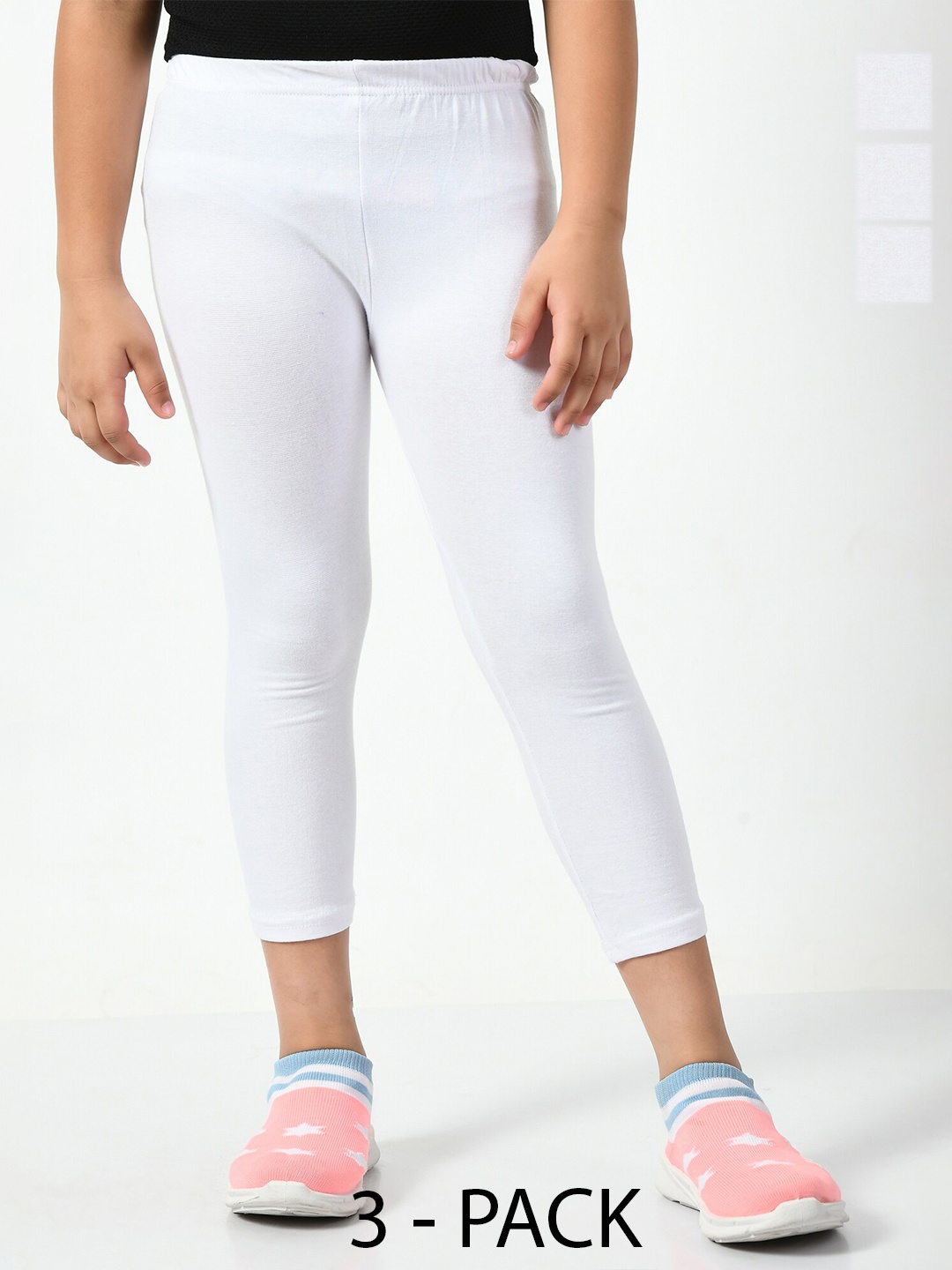 

BAESD Girls Pack Of 3 High-Rise Slim Fit Capris, White