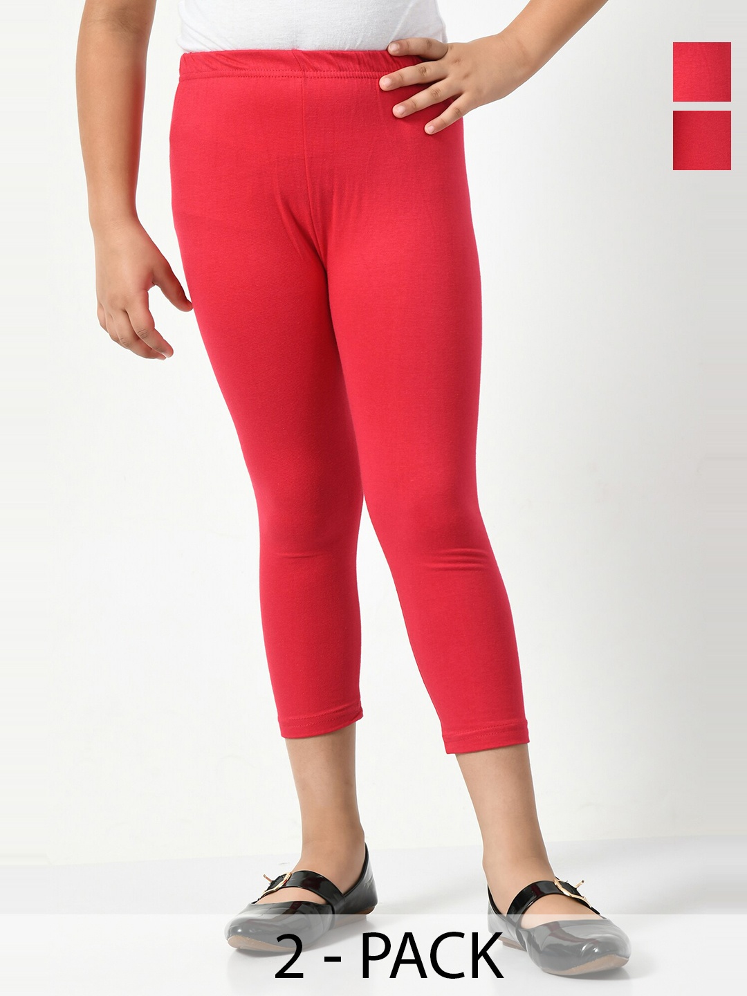 

BAESD Girls Pack Of 2 High-Rise Slim Fit Capris, Magenta