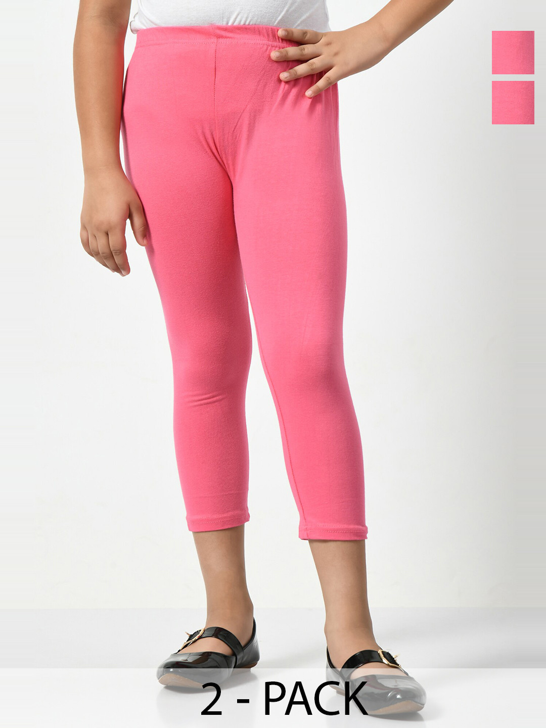 

BAESD Girls Pack Of 2 High-Rise Slim Fit Capris, Pink