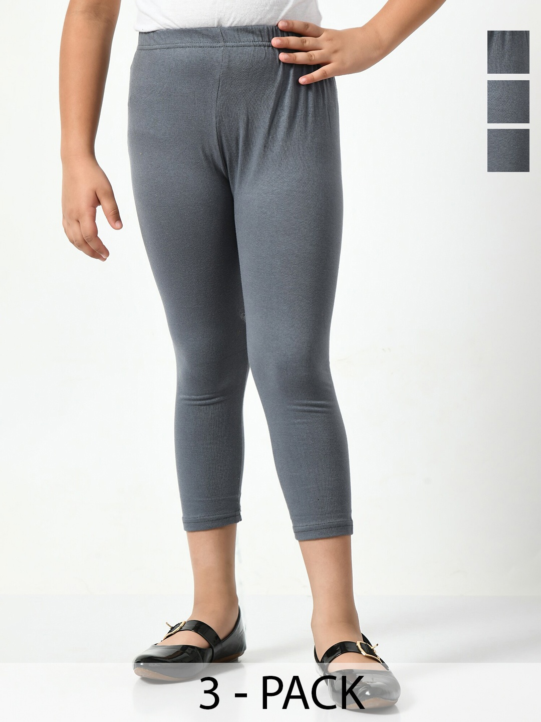 

BAESD Girls Pack Of 3 High-Rise Slim Fit Capris, Grey