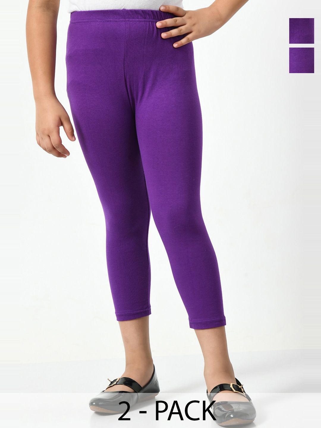 

BAESD Girls Pack Of 2 High-Rise Slim Fit Capris, Purple