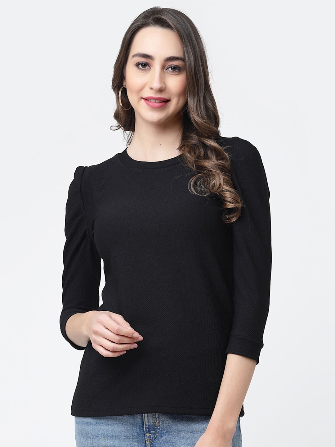 

MISS AYSE Styled Back Top, Black