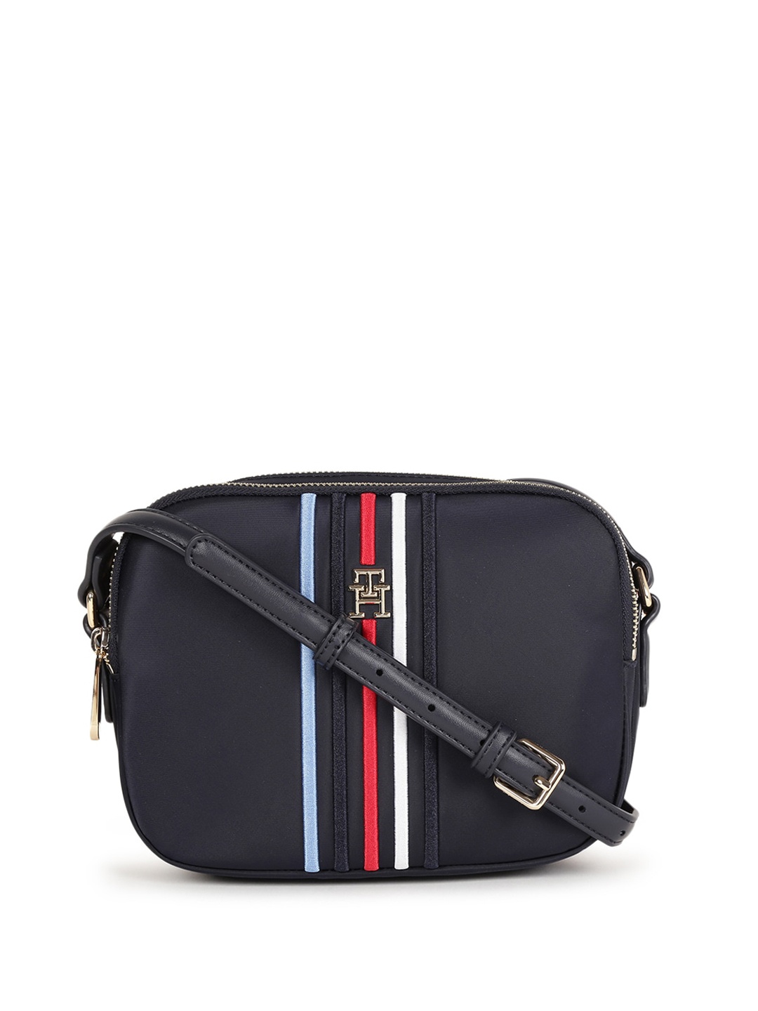 

Tommy Hilfiger Women Striped Sling Bag, Blue