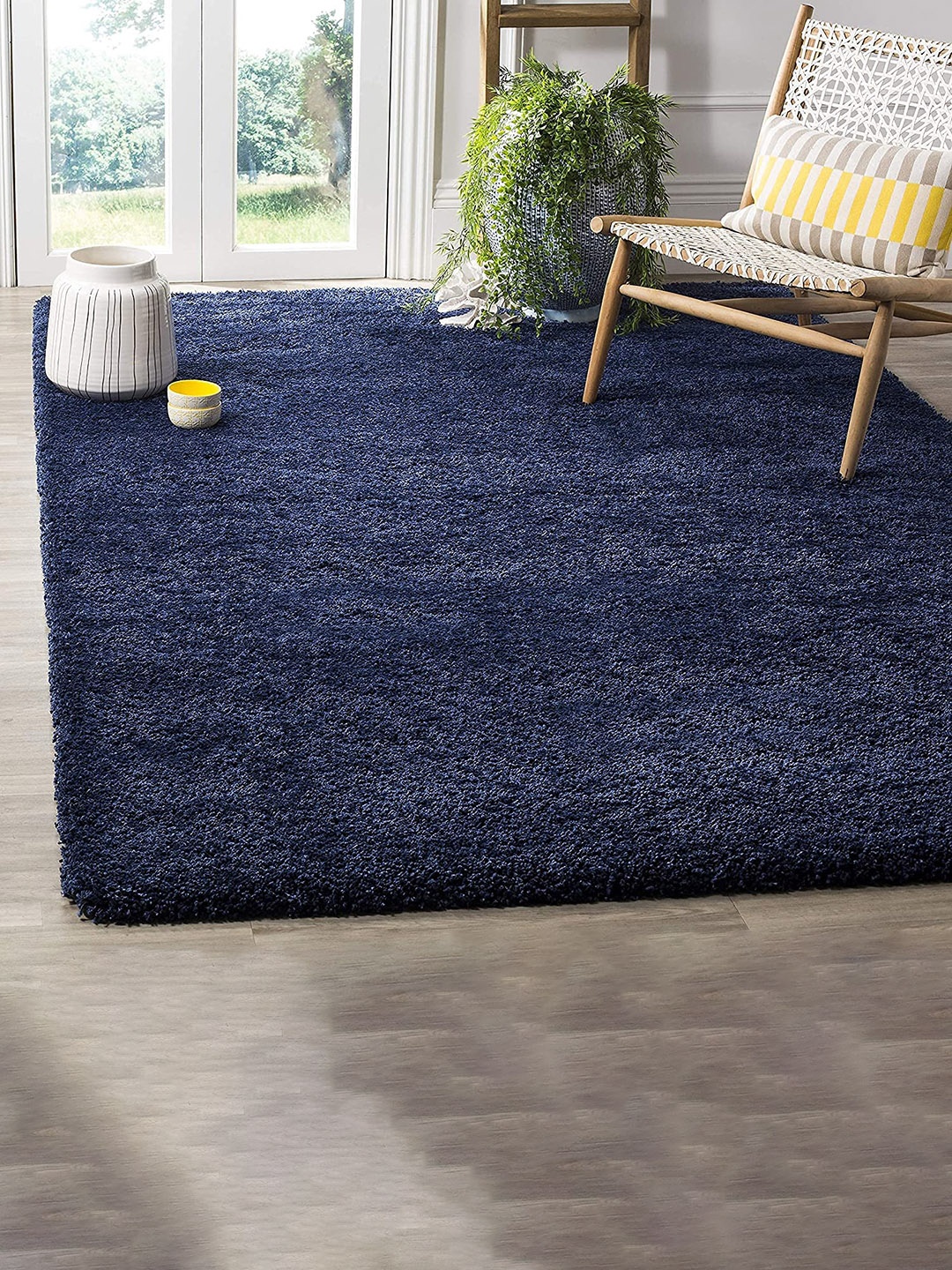 

F & B RUGS Navy Blue Anti-Skid Shaggy Carpets