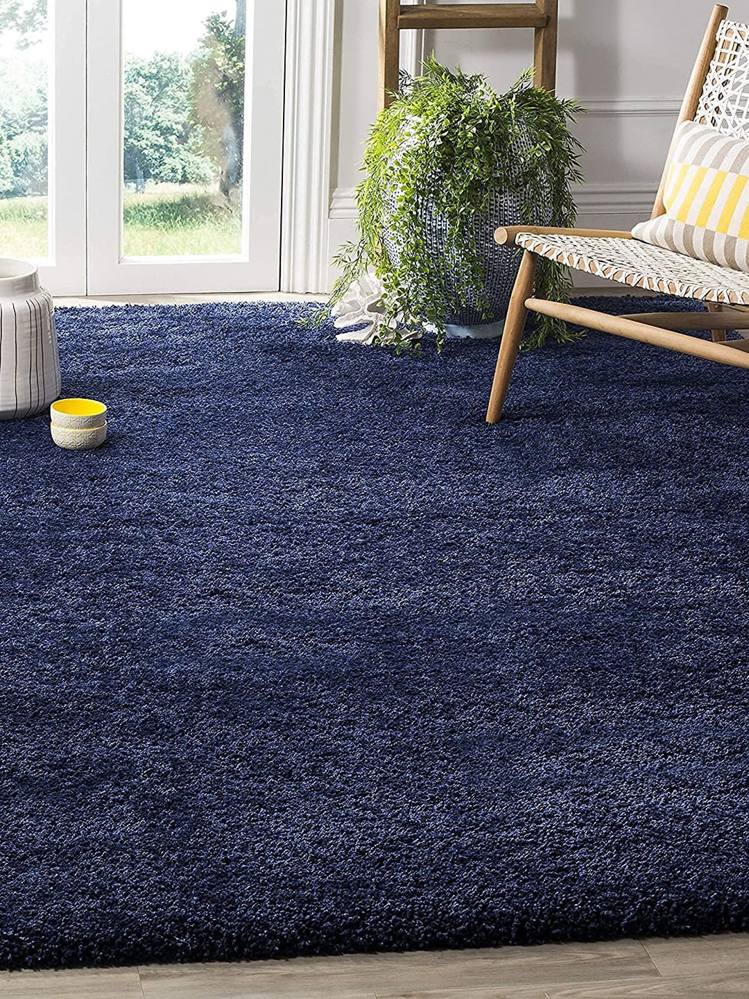 

F & B RUGS Blue Anti-Skid Shaggy Carpets