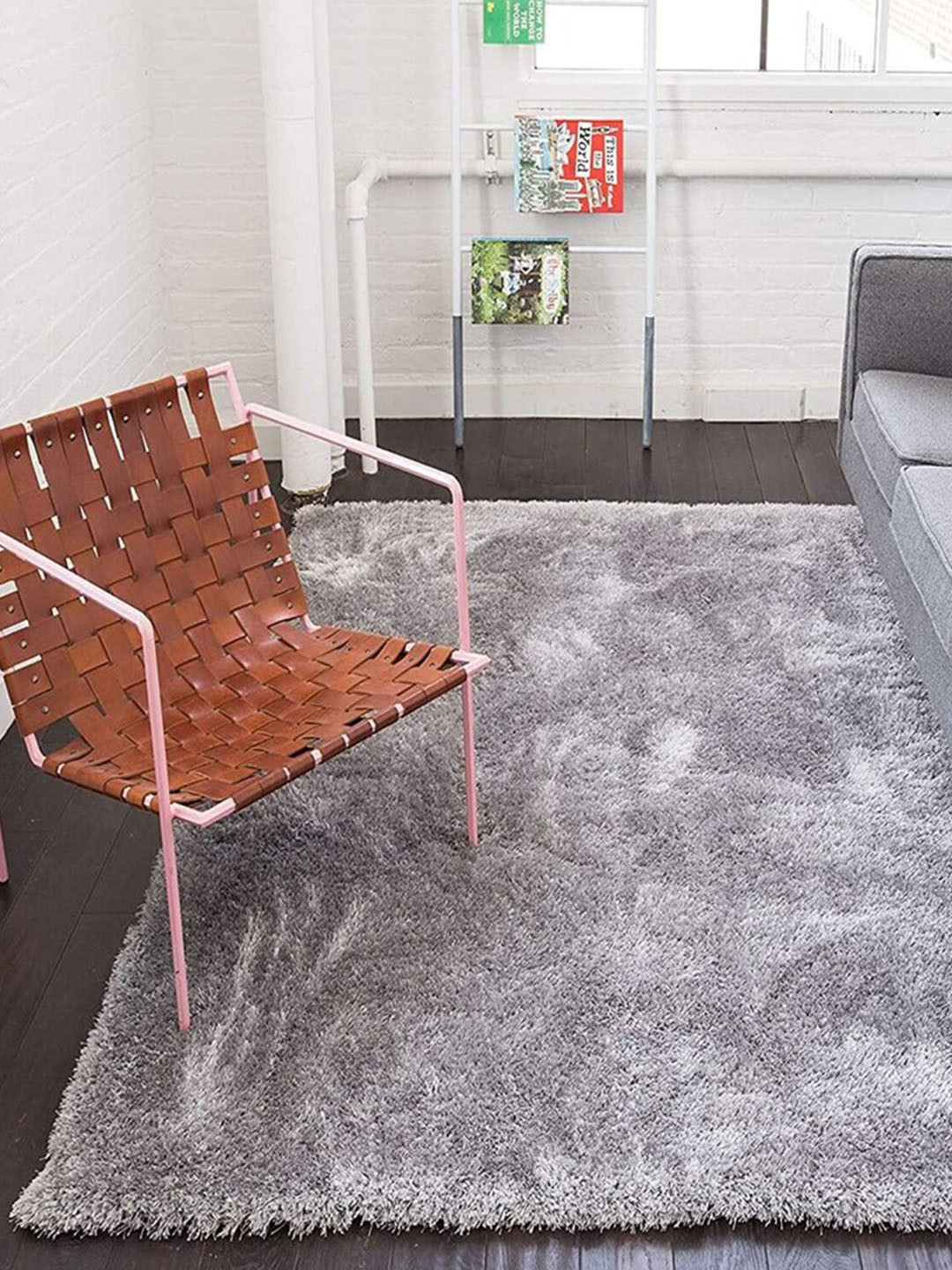 

F & B RUGS Grey Anti-Skid Shaggy Carpets