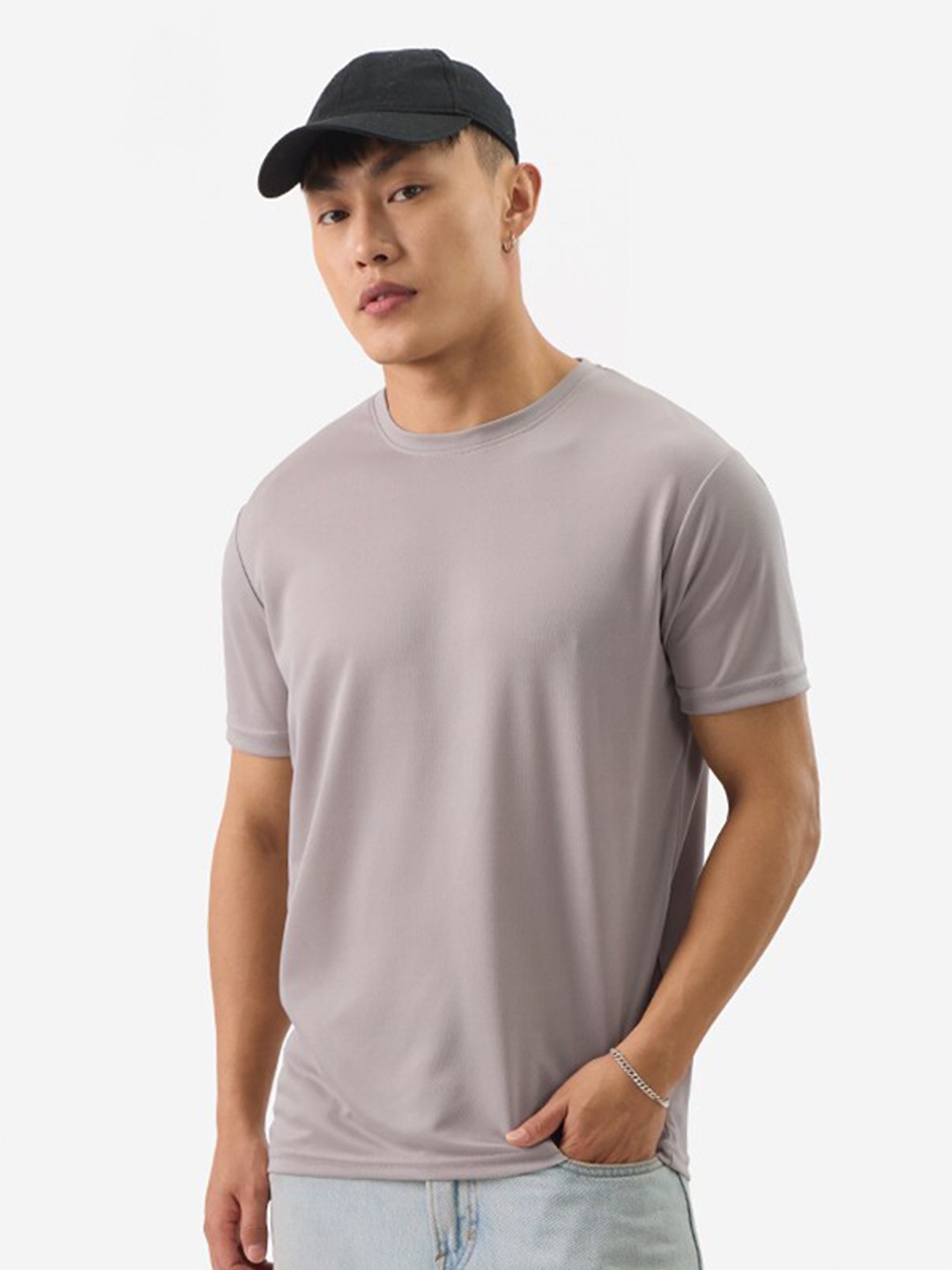 

The Souled Store Men Drop-Shoulder Sleeves Raw Edge T-shirt, Grey