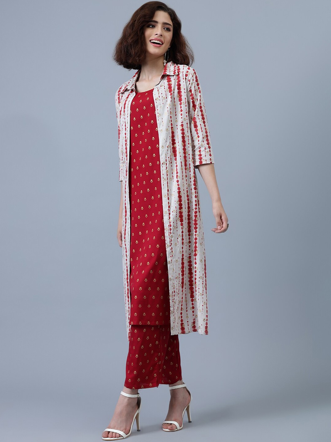 

Khushal K Ethnic Motifs Printed Kurta With Trouser, Red