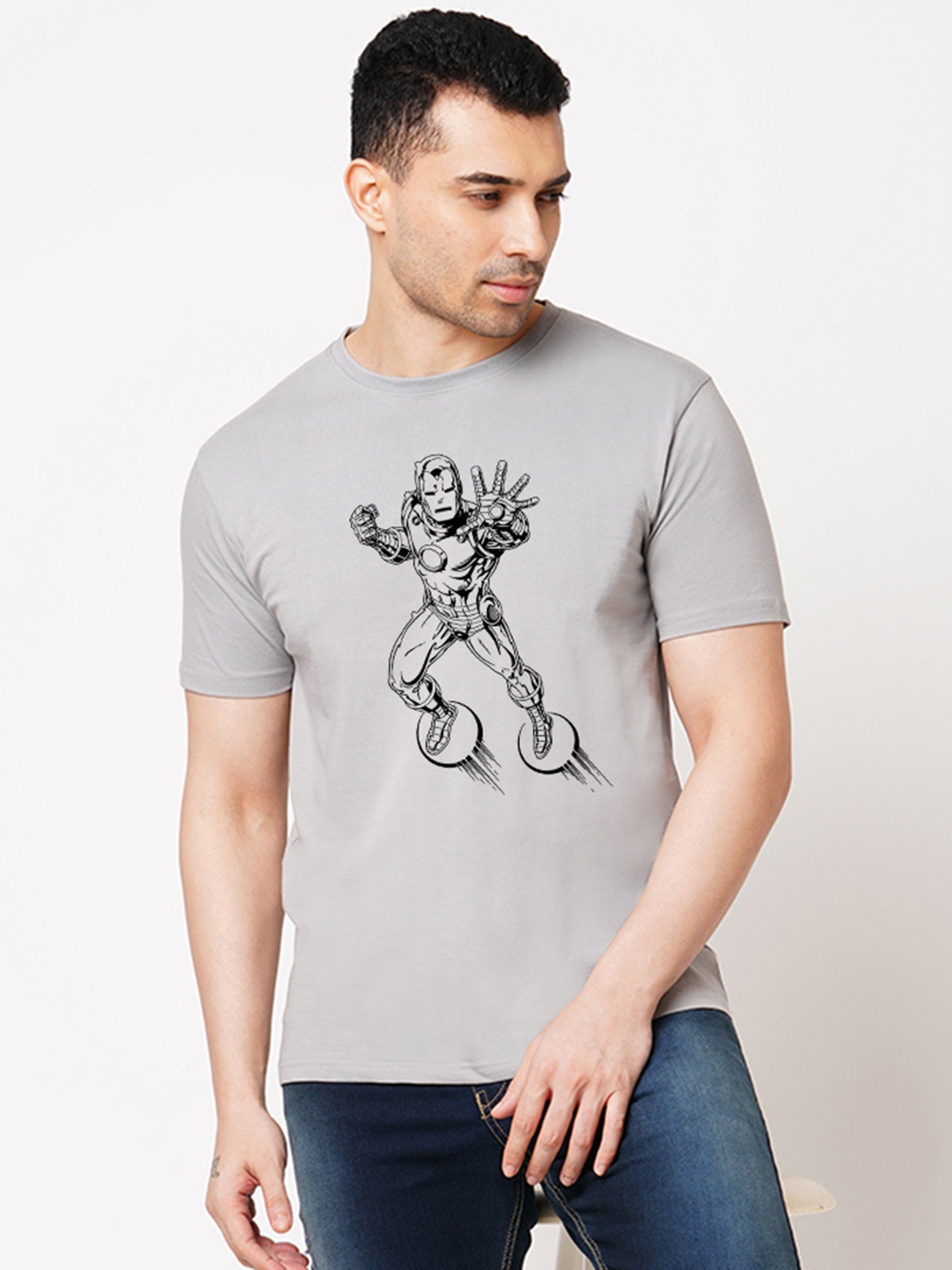 

Wear Your Opinion Men Printed Raw Edge T-shirt, Grey