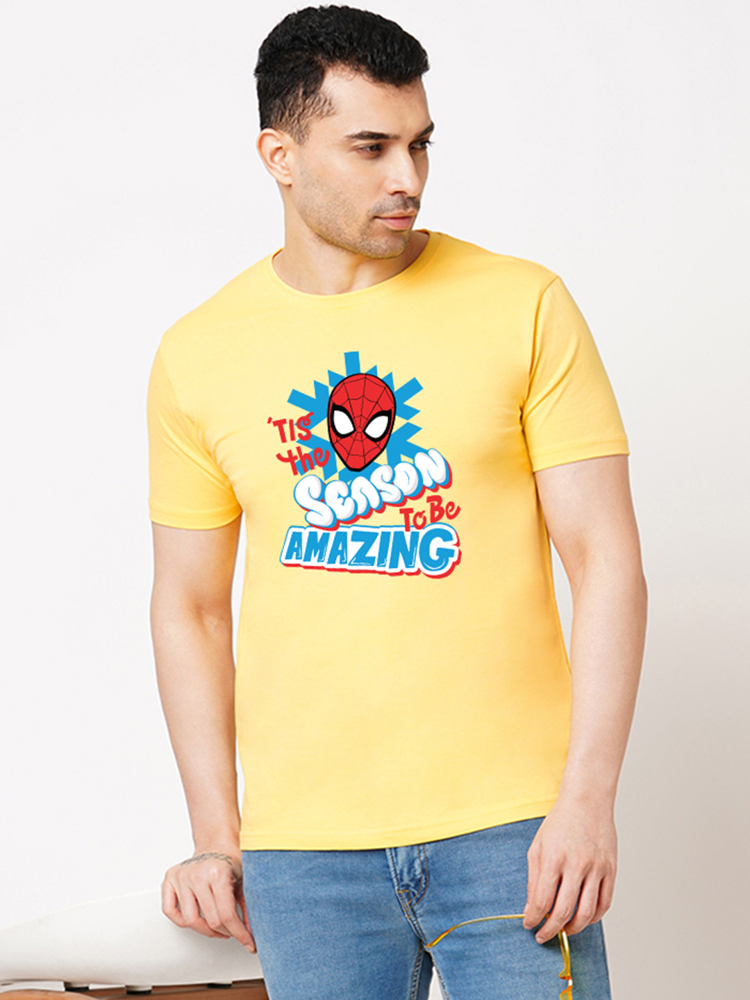 

Wear Your Opinion Men Printed Applique T-shirt, Yellow