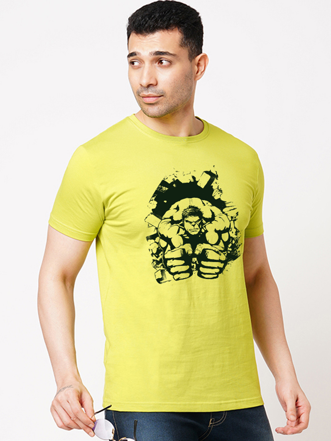 

Wear Your Opinion Men Printed Raw Edge T-shirt, Yellow