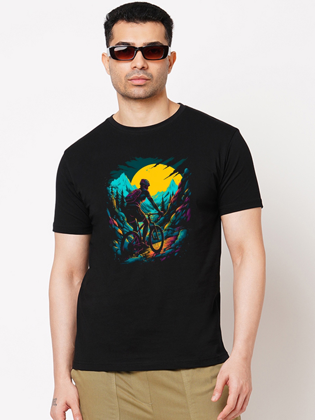 

Wear Your Opinion Men Biker Printed Applique T-shirt, Black