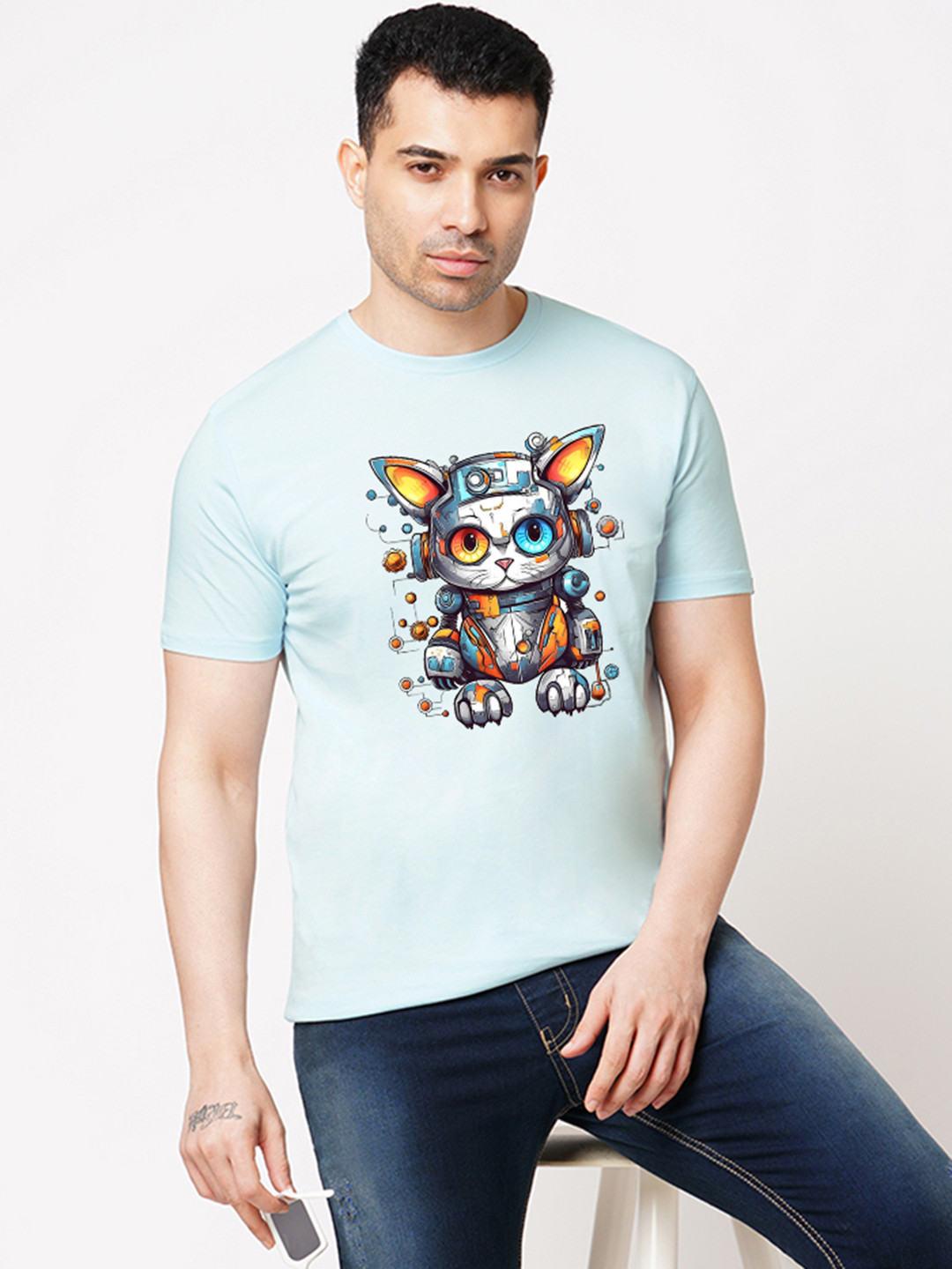 

Wear Your Opinion Men Printed Raw Edge T-shirt, Blue