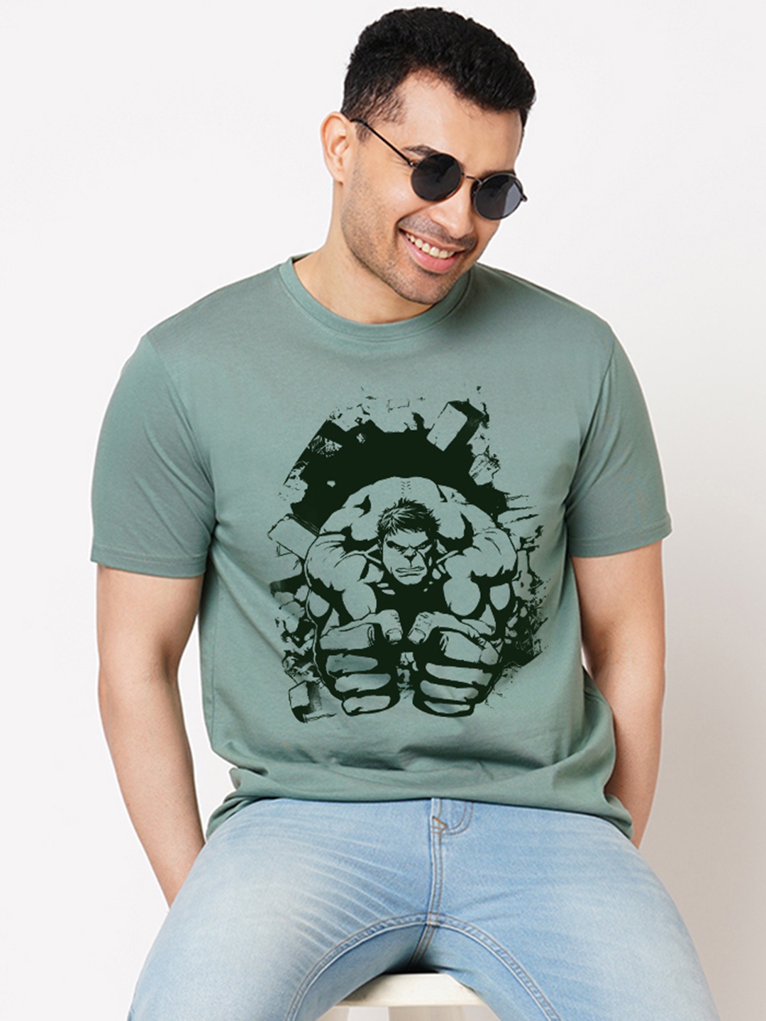 

Wear Your Opinion Men Printed Raw Edge T-shirt, Turquoise blue