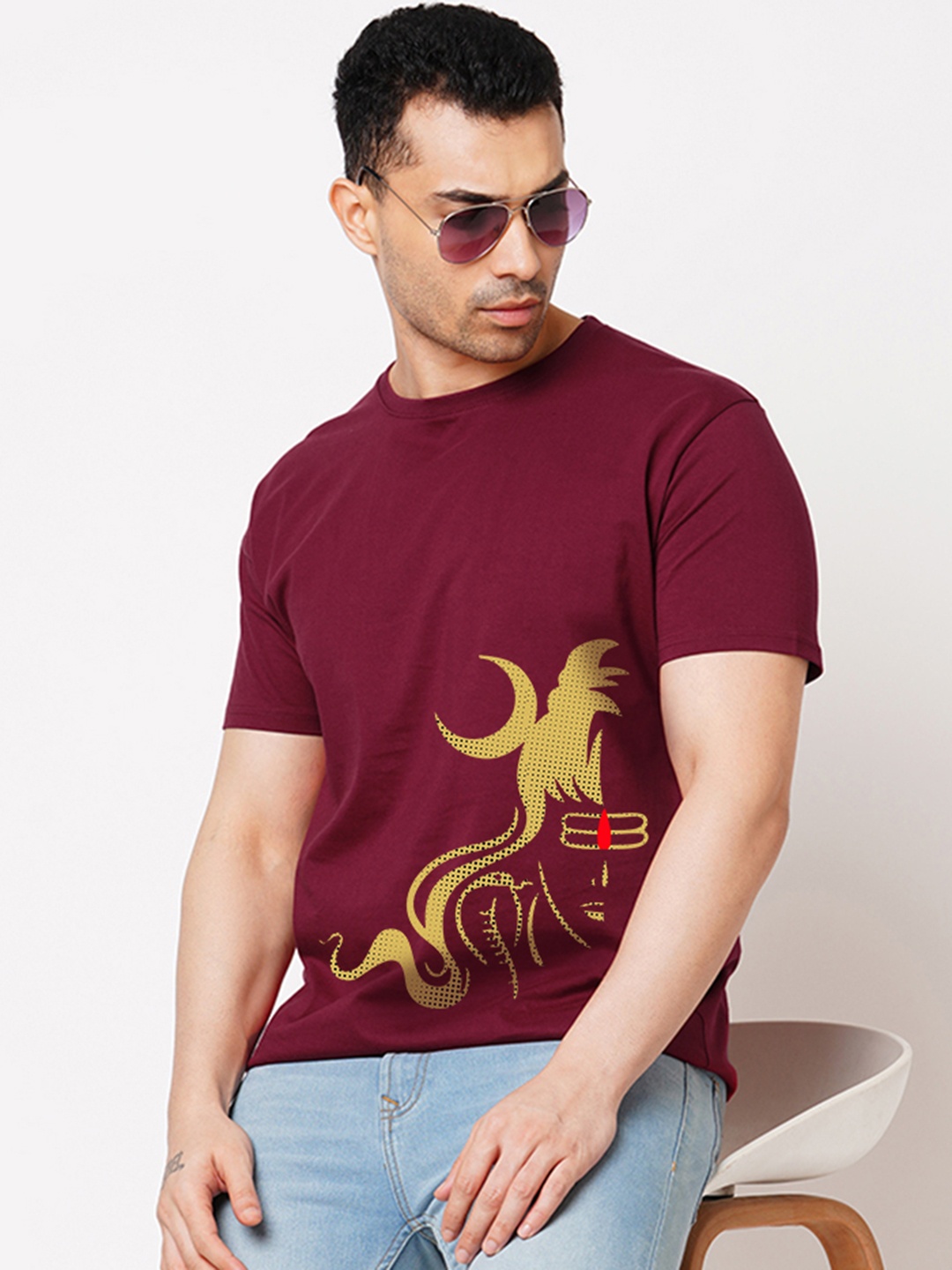 

Wear Your Opinion Men Printed Raw Edge T-shirt, Maroon
