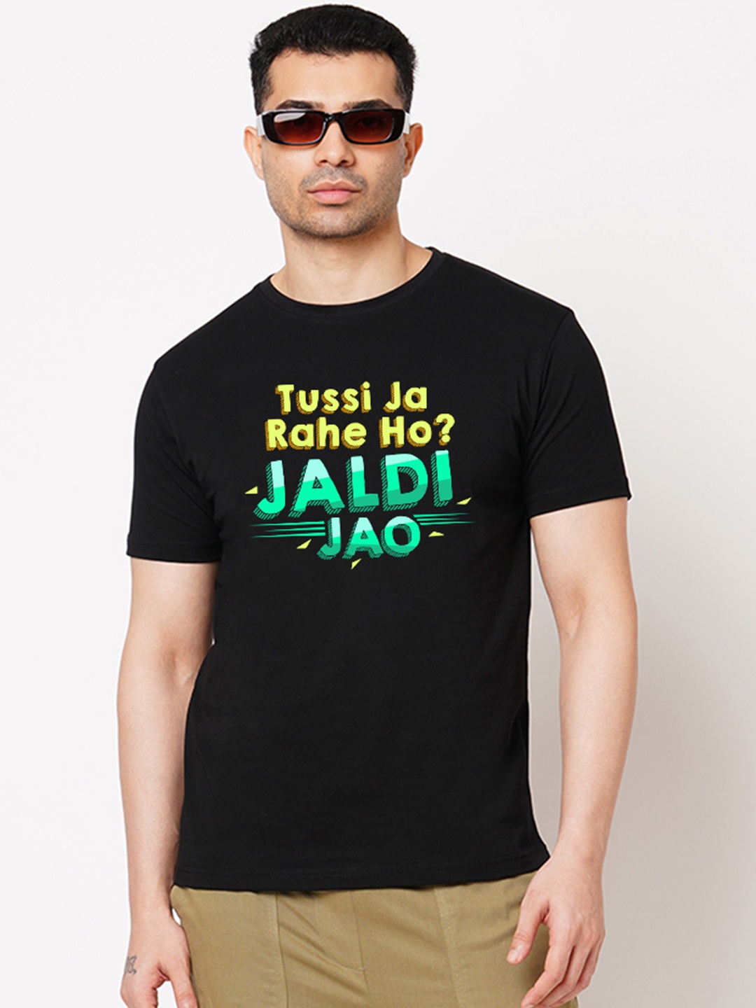 Wear Your Opinion Men Typography Printed Applique T-shirt, Black