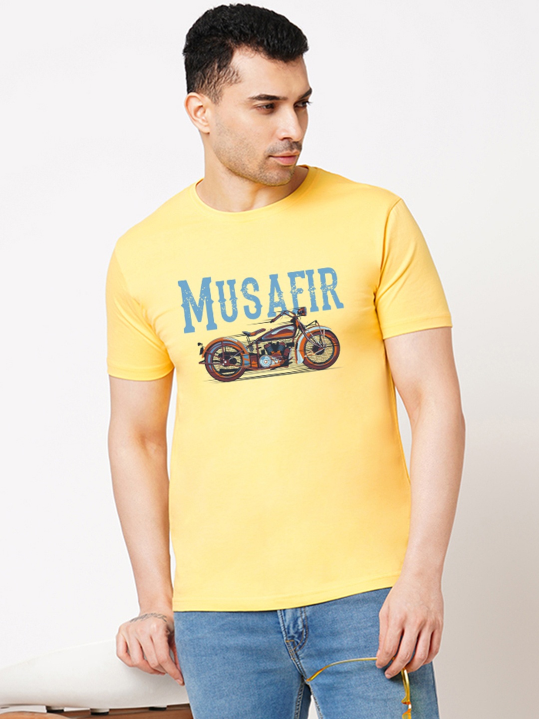 

Wear Your Opinion Men Printed Applique T-shirt, Yellow