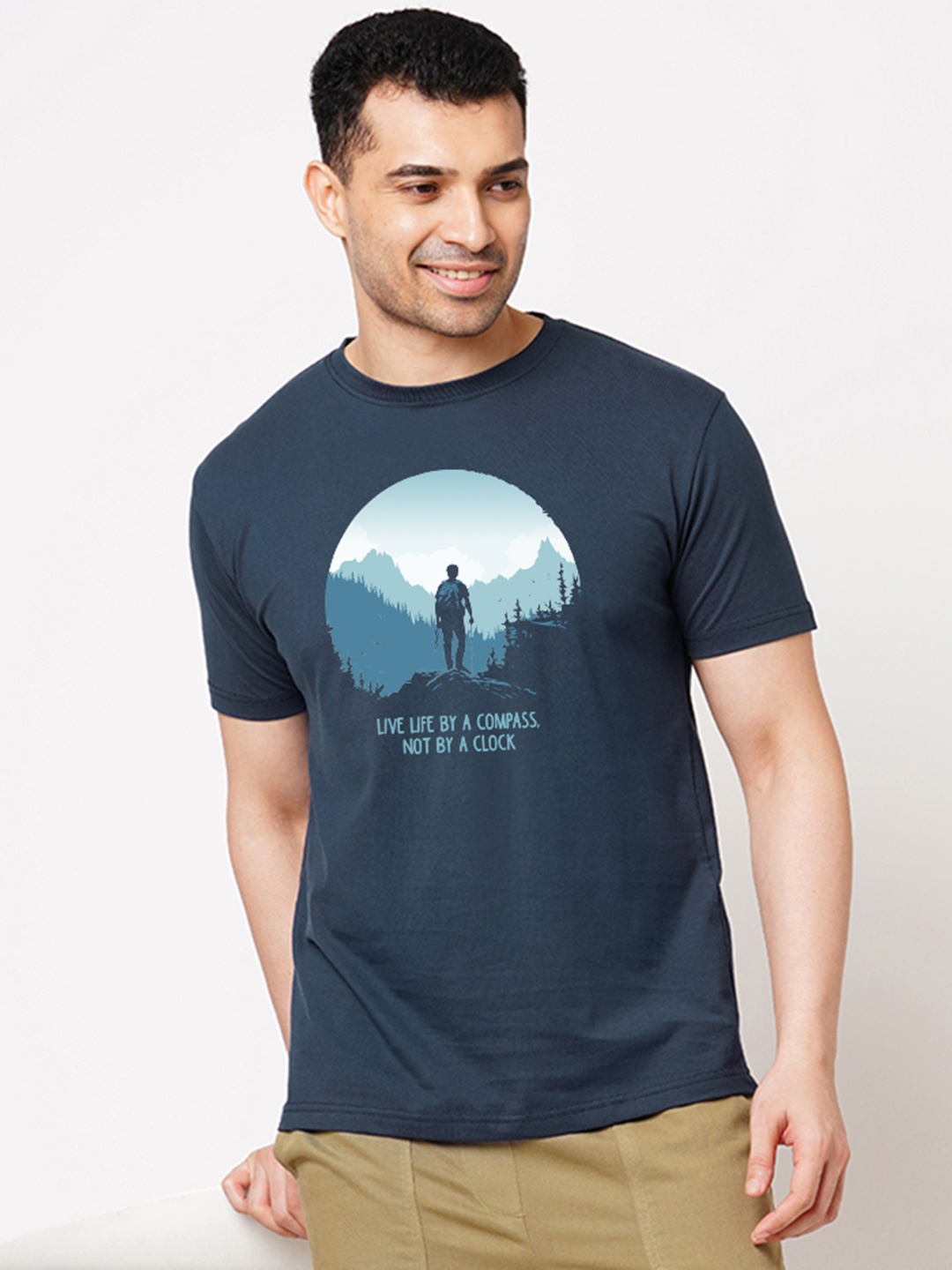 

Wear Your Opinion Men Printed Raw Edge T-shirt, Navy blue